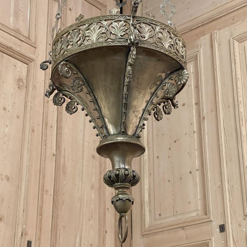 Hand-Crafted 19th Century Bronze Gothic Chandelier For Sale