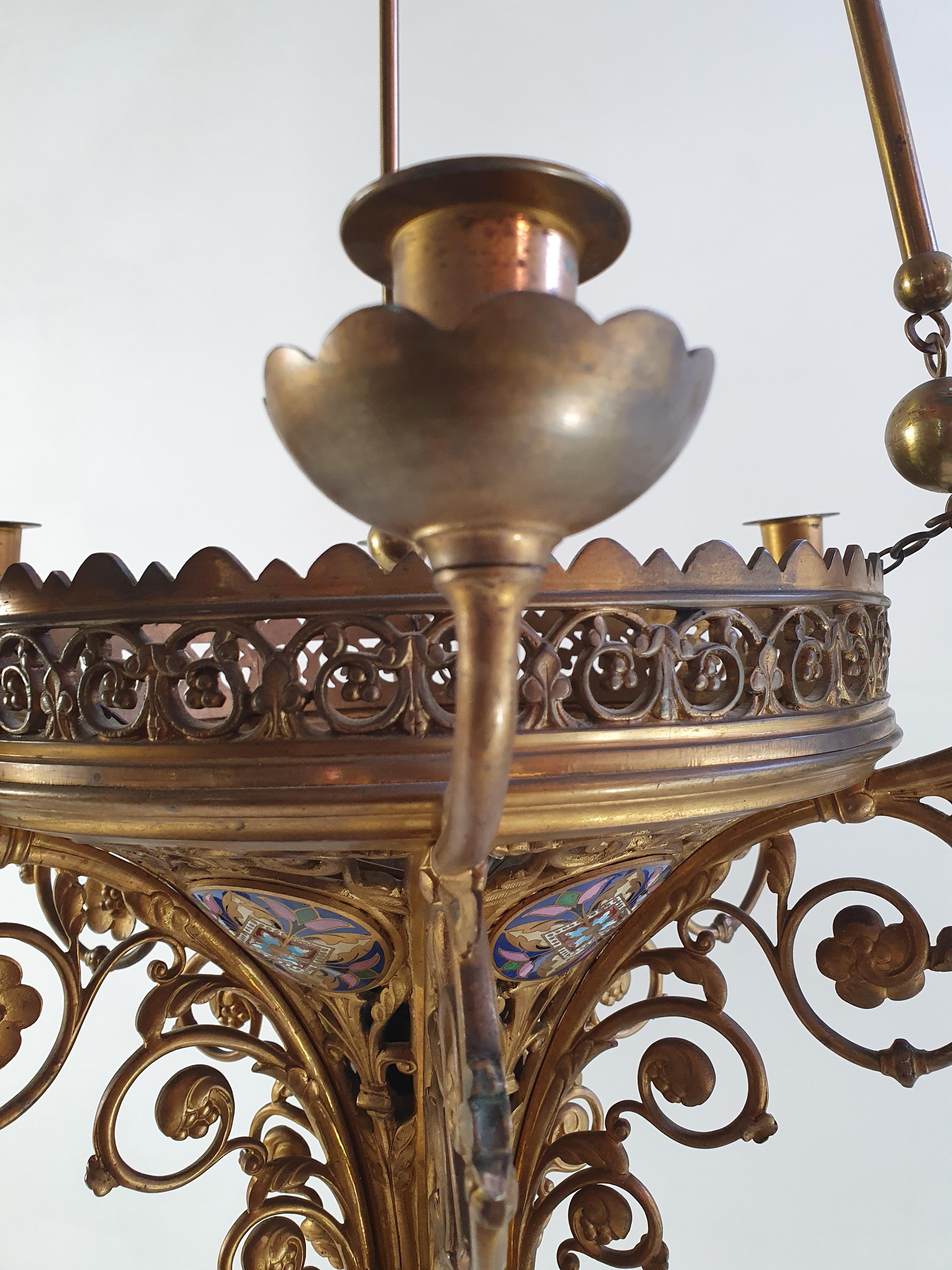 19th Century Bronze Gothic Chandelier 2