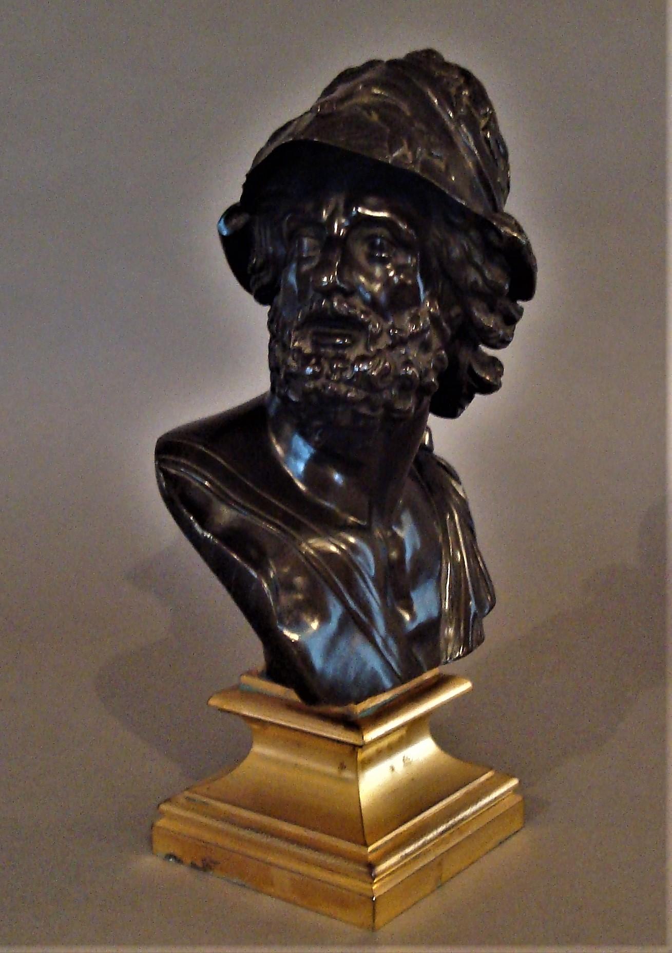 French 19th Century Bronze Grand Tour Bust of Ajax