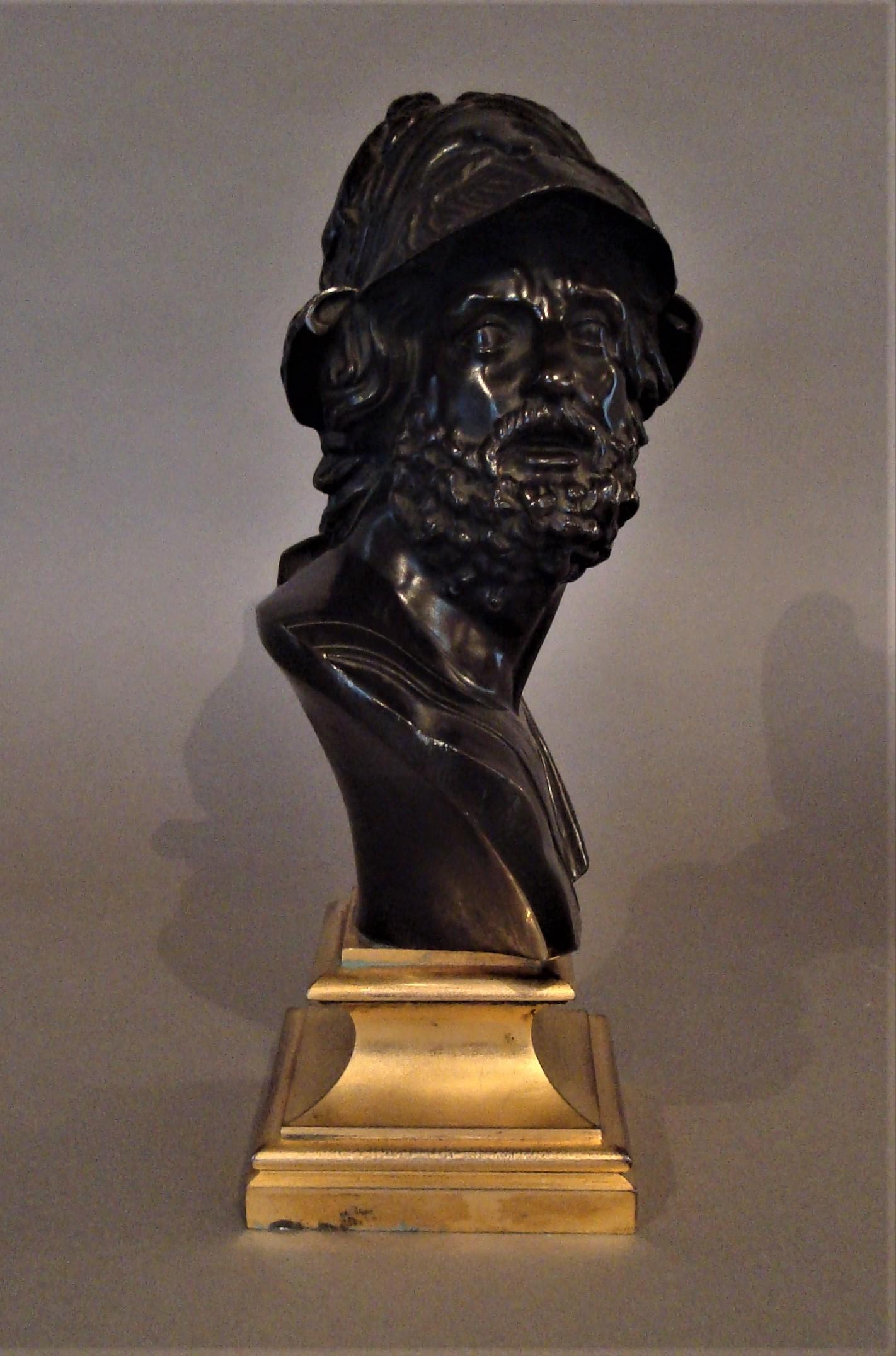 Polished 19th Century Bronze Grand Tour Bust of Ajax