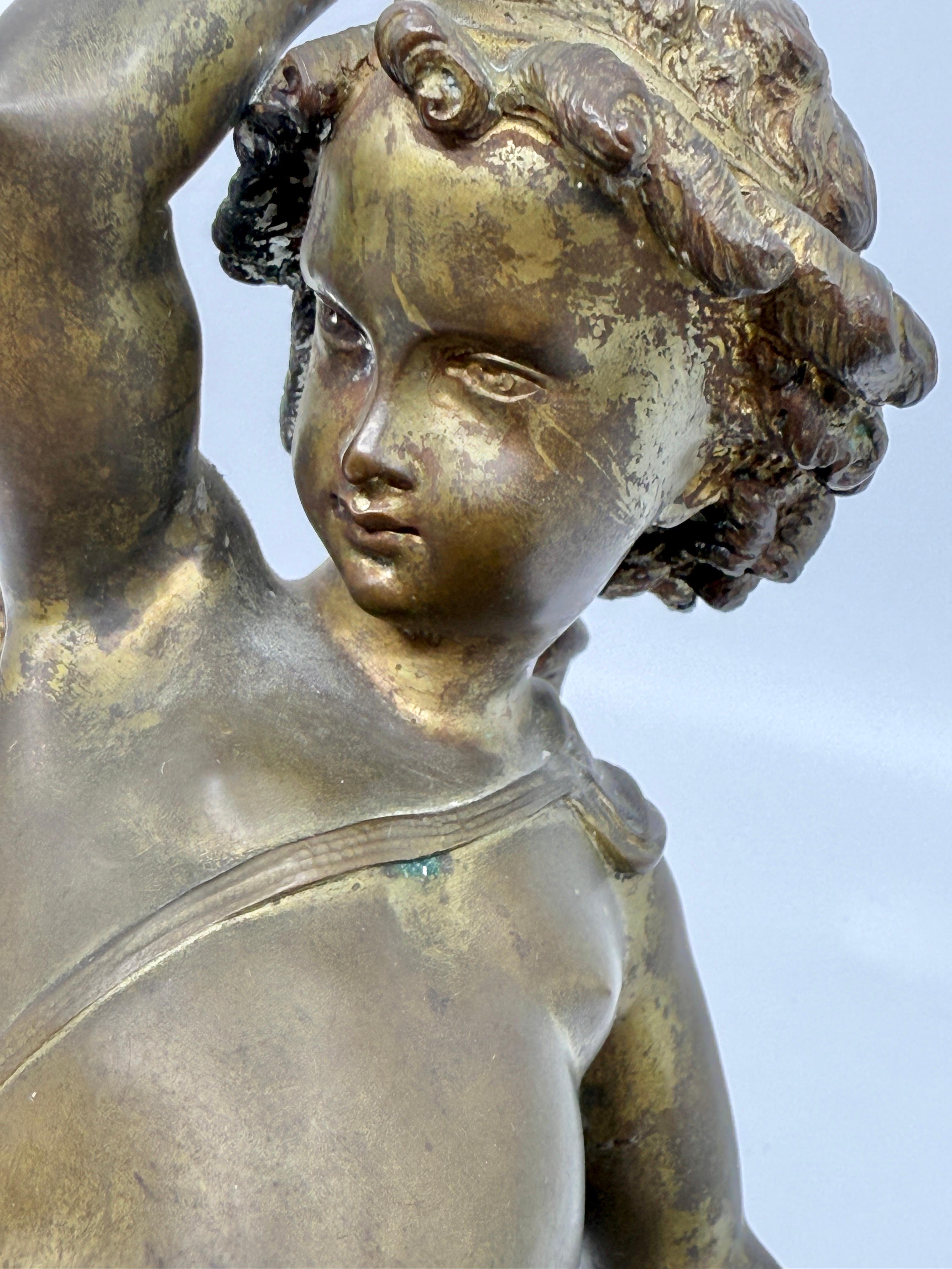 Souvenir in bronzo del XIX secolo Grand Tour Neoclassico Cupido che lancia un'Arrow in vendita 13
