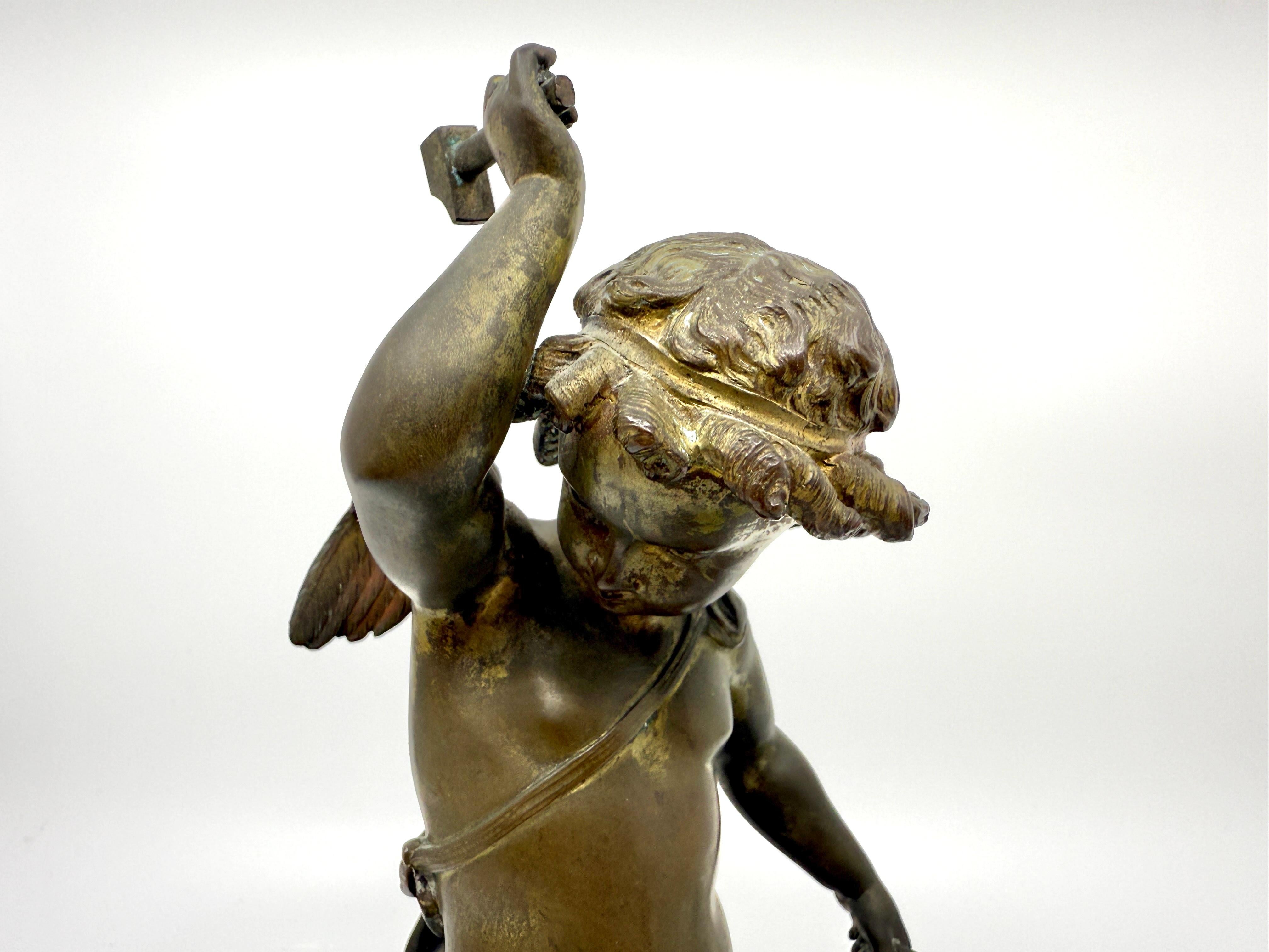 Fatto a mano Souvenir in bronzo del XIX secolo Grand Tour Neoclassico Cupido che lancia un'Arrow in vendita