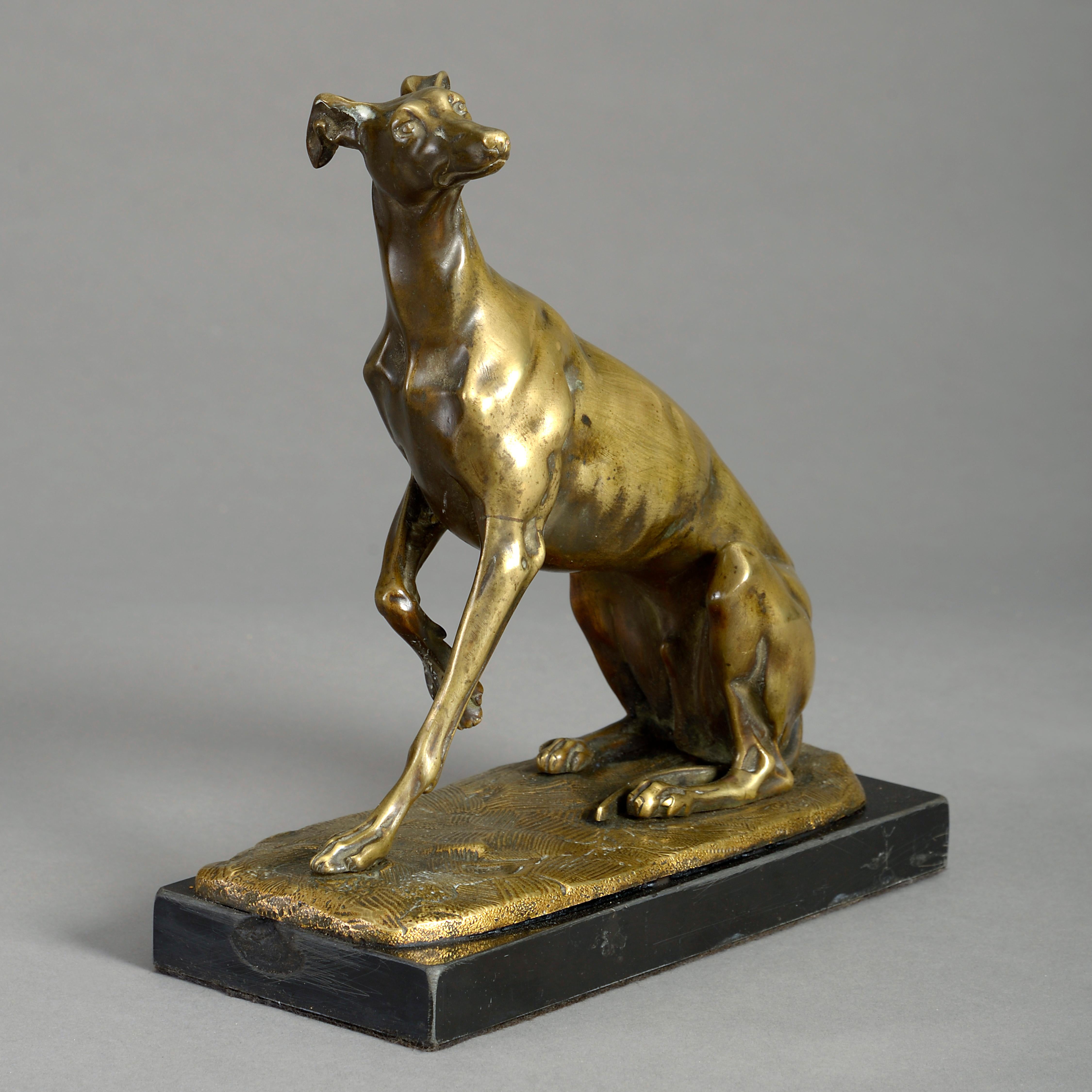 brass greyhound statue