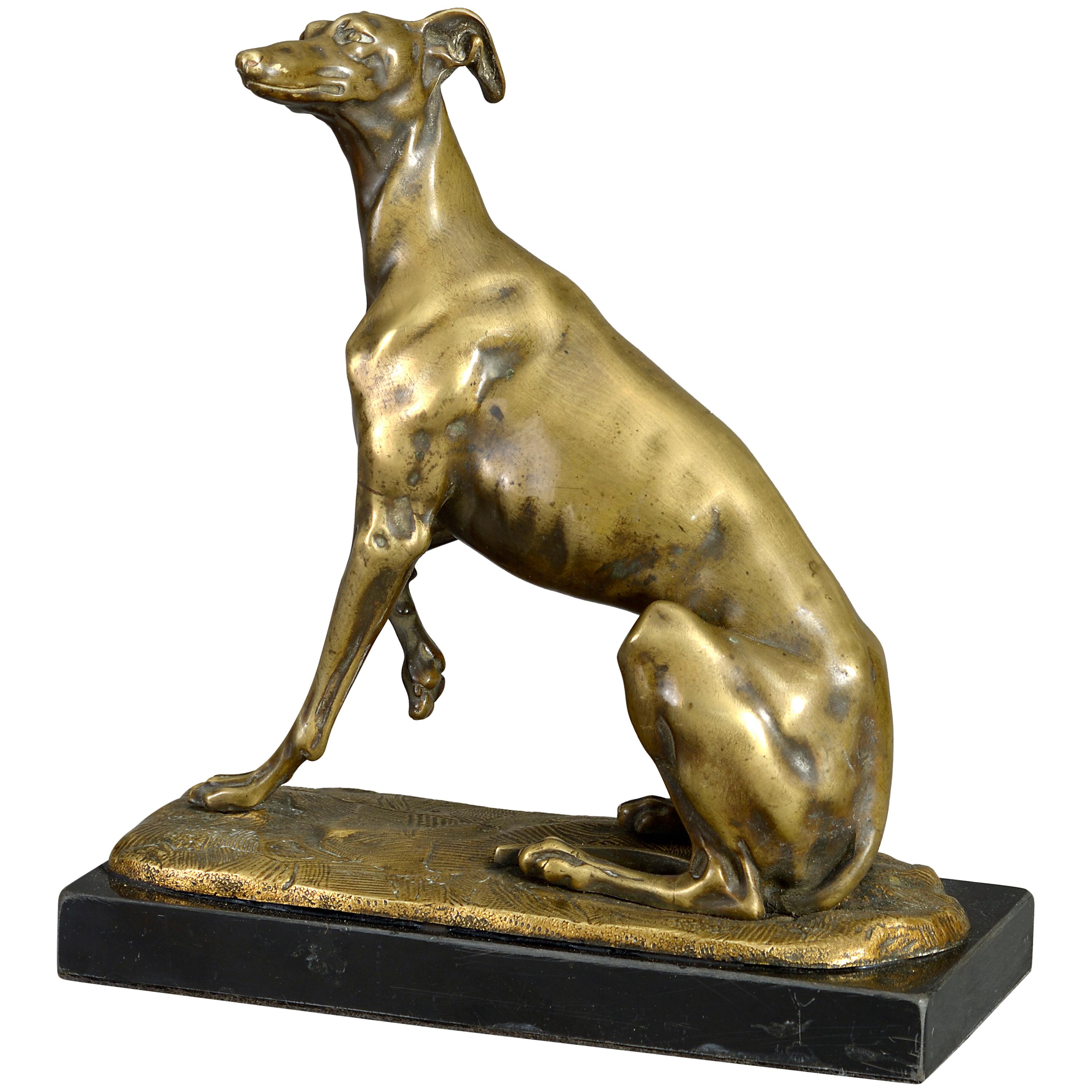19th Century Bronze Greyhound