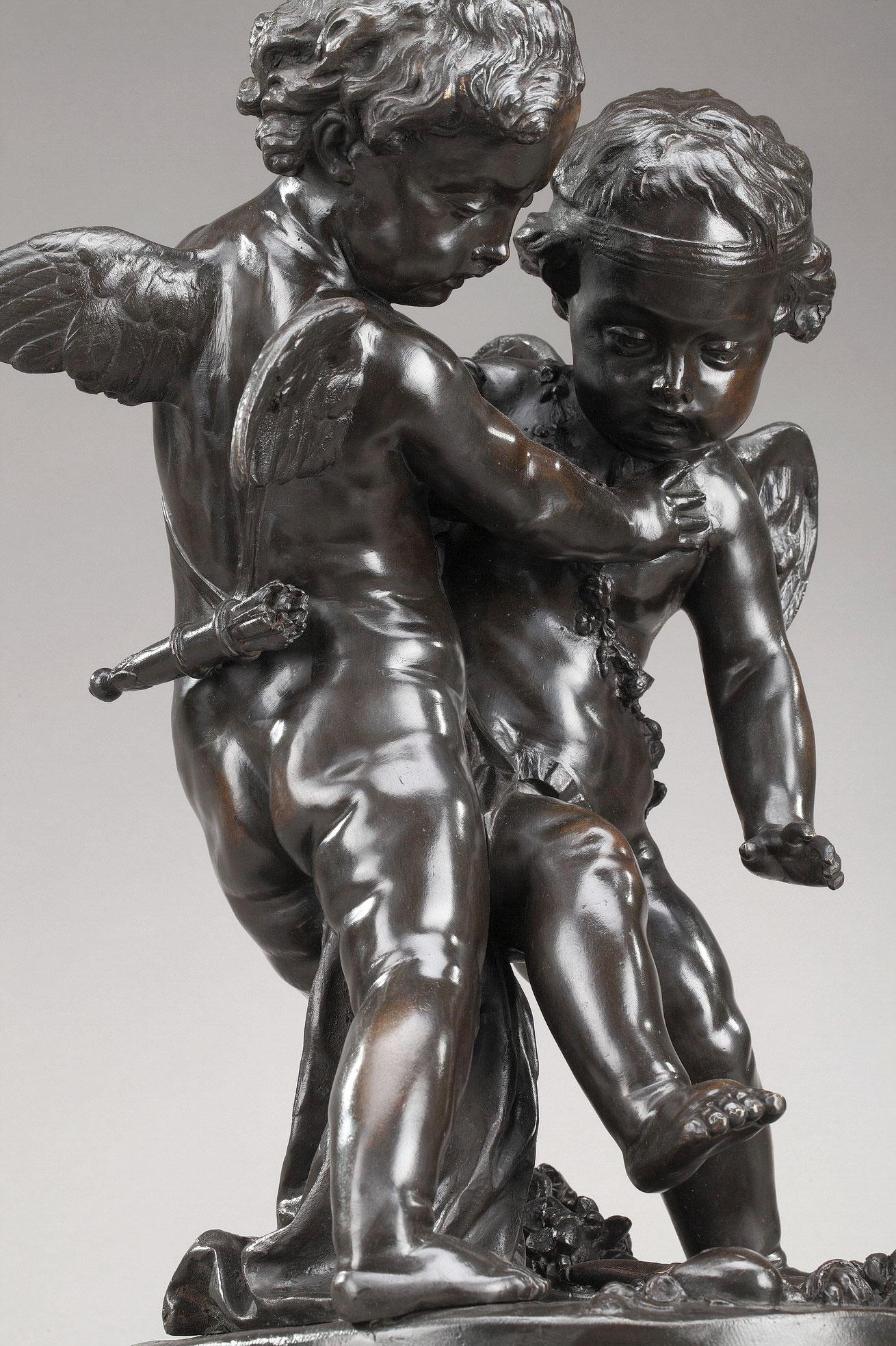 Groupe en bronze du XIXe siècle d'après Falconet en vente 5