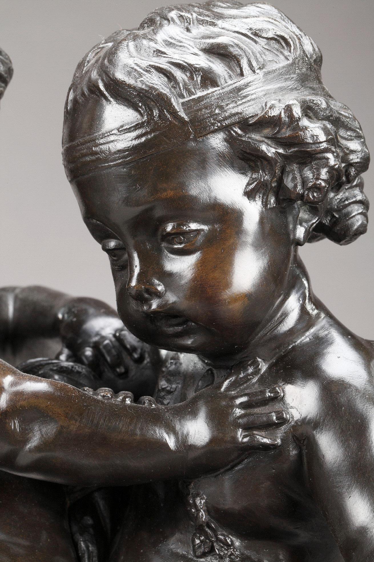 Patiné Groupe en bronze du XIXe siècle d'après Falconet en vente