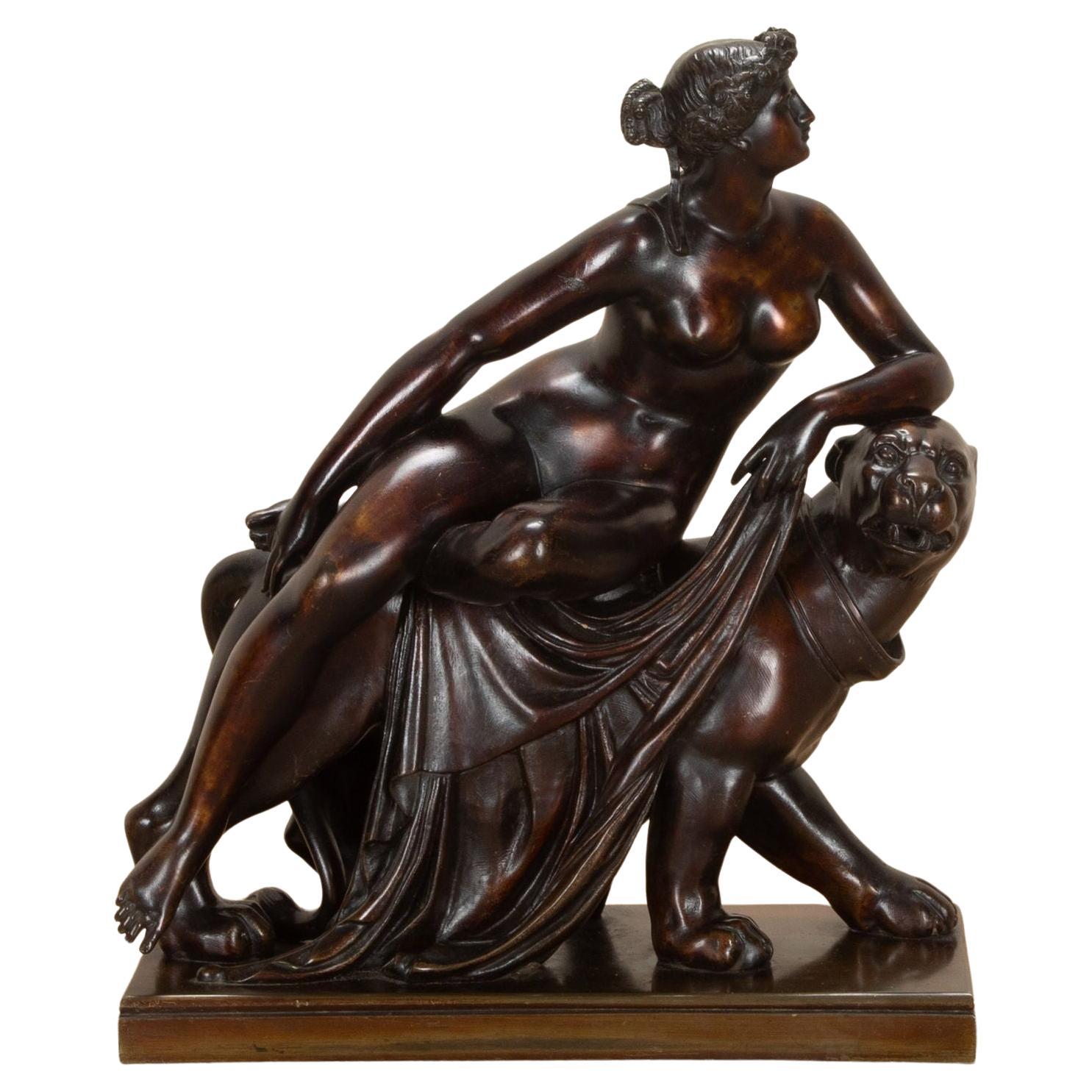 Groupe en bronze du 19e siècle "Ariane et la panthère". en vente