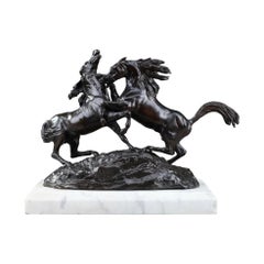 19th Century Bronze Group Fighting Stallions