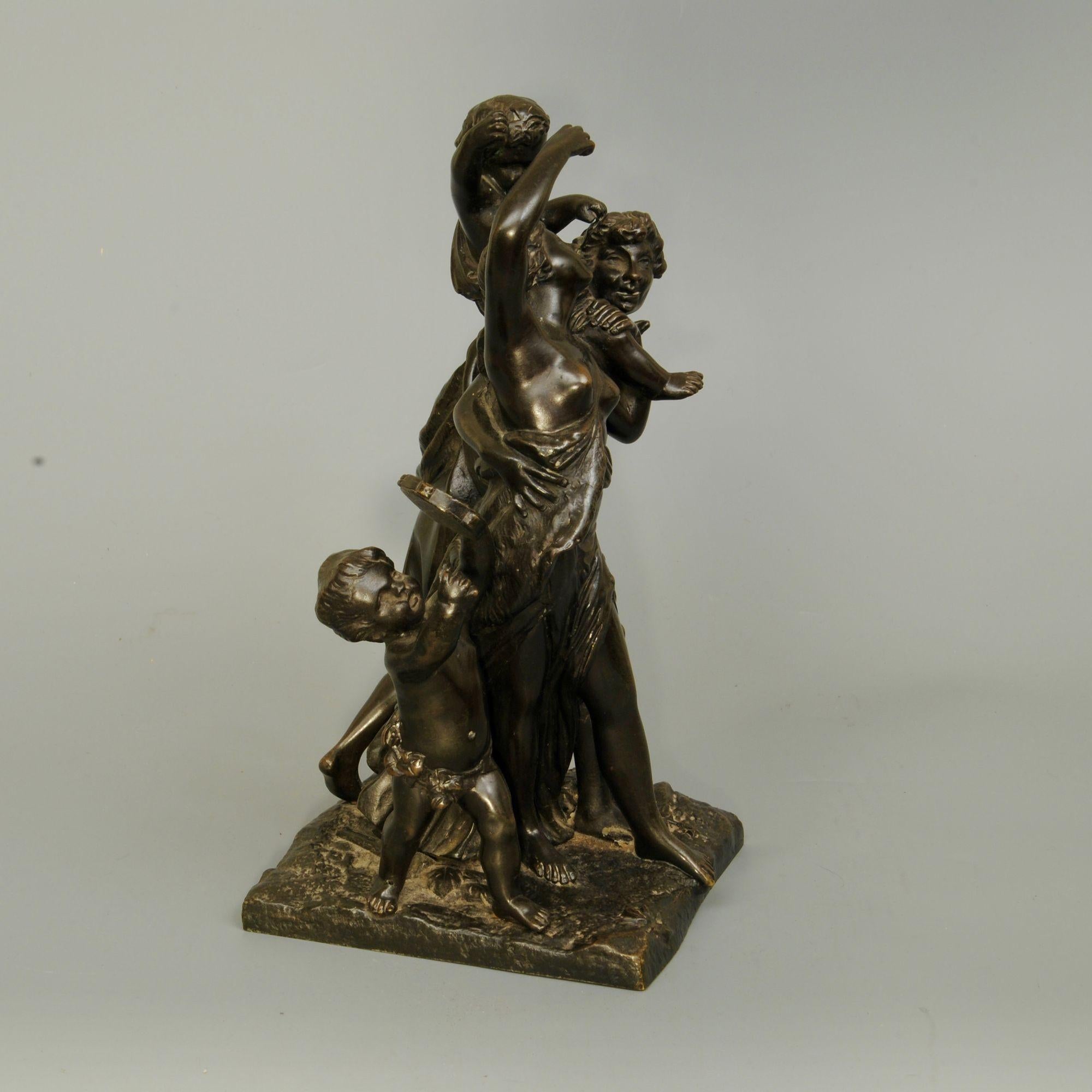 Italian 19th Century Bronze Group with Baccus, Maidens and Putti For Sale