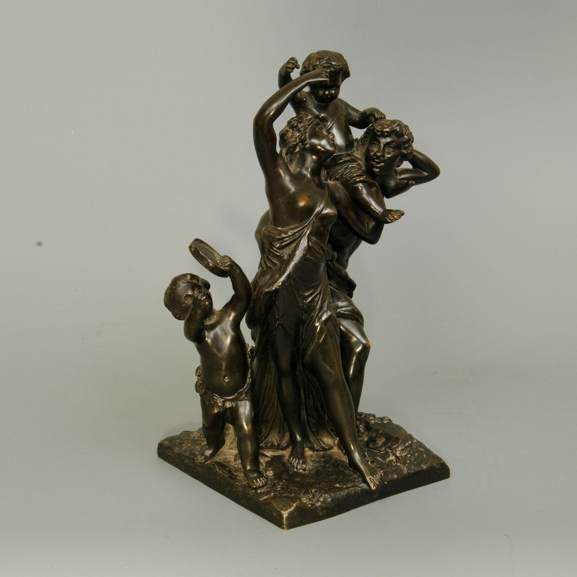 19th Century Bronze Group with Baccus, Maidens and Putti In Good Condition For Sale In Lincolnshire, GB