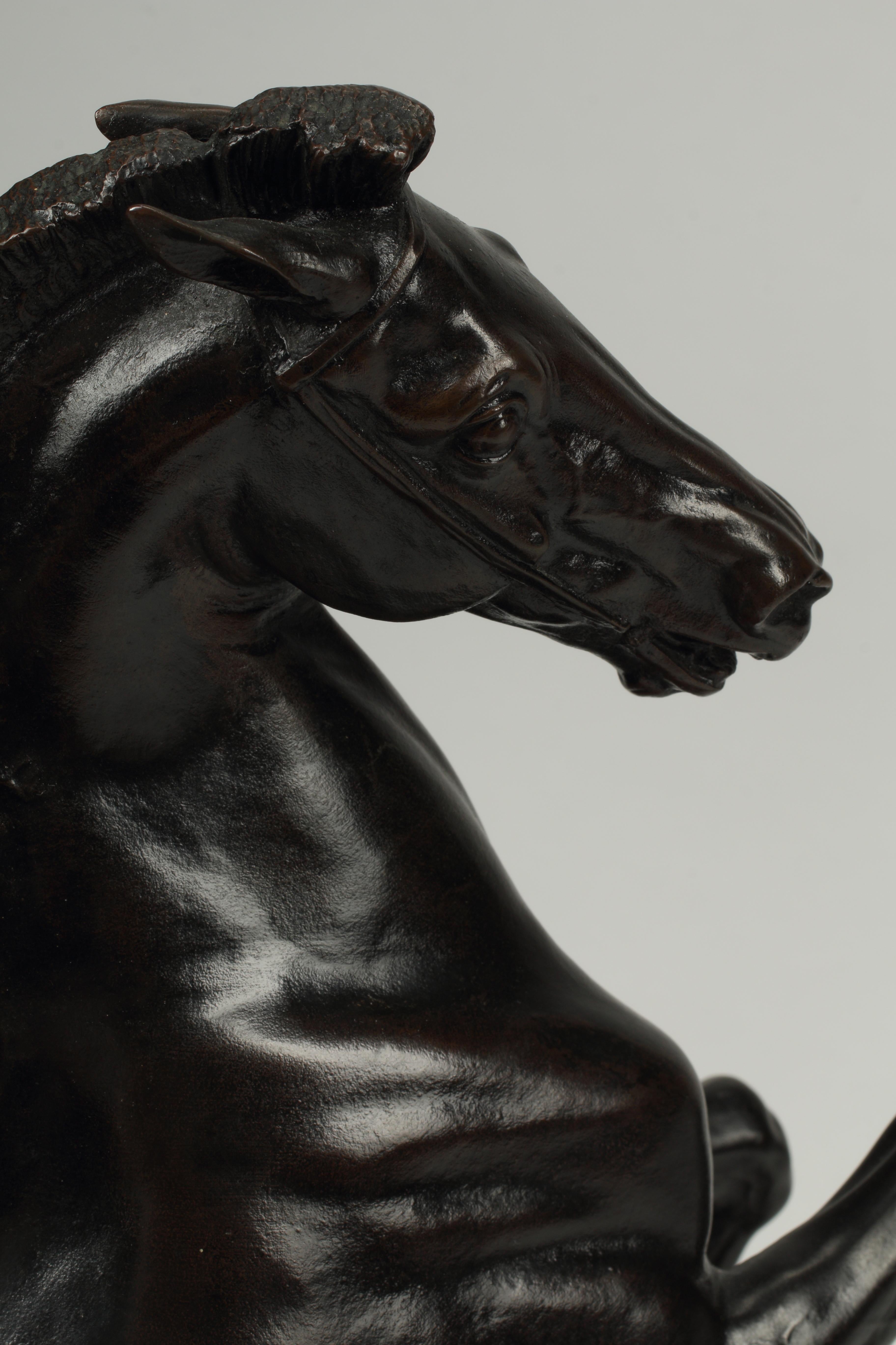 19th Century Bronze Horse on Marble Plinth  In Good Condition In El Monte, CA
