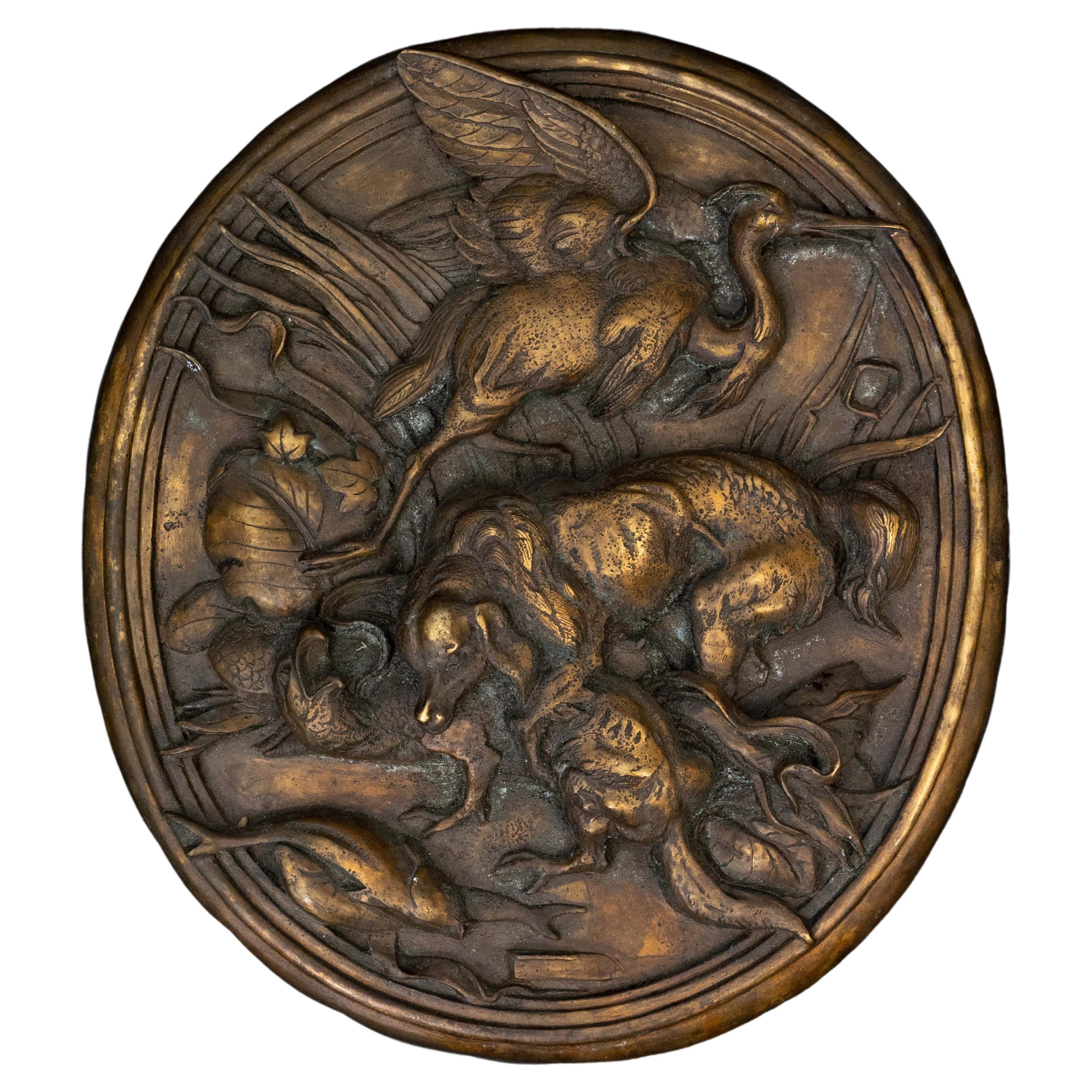 Jagdplakette aus Bronze des 19. Jahrhunderts im Angebot