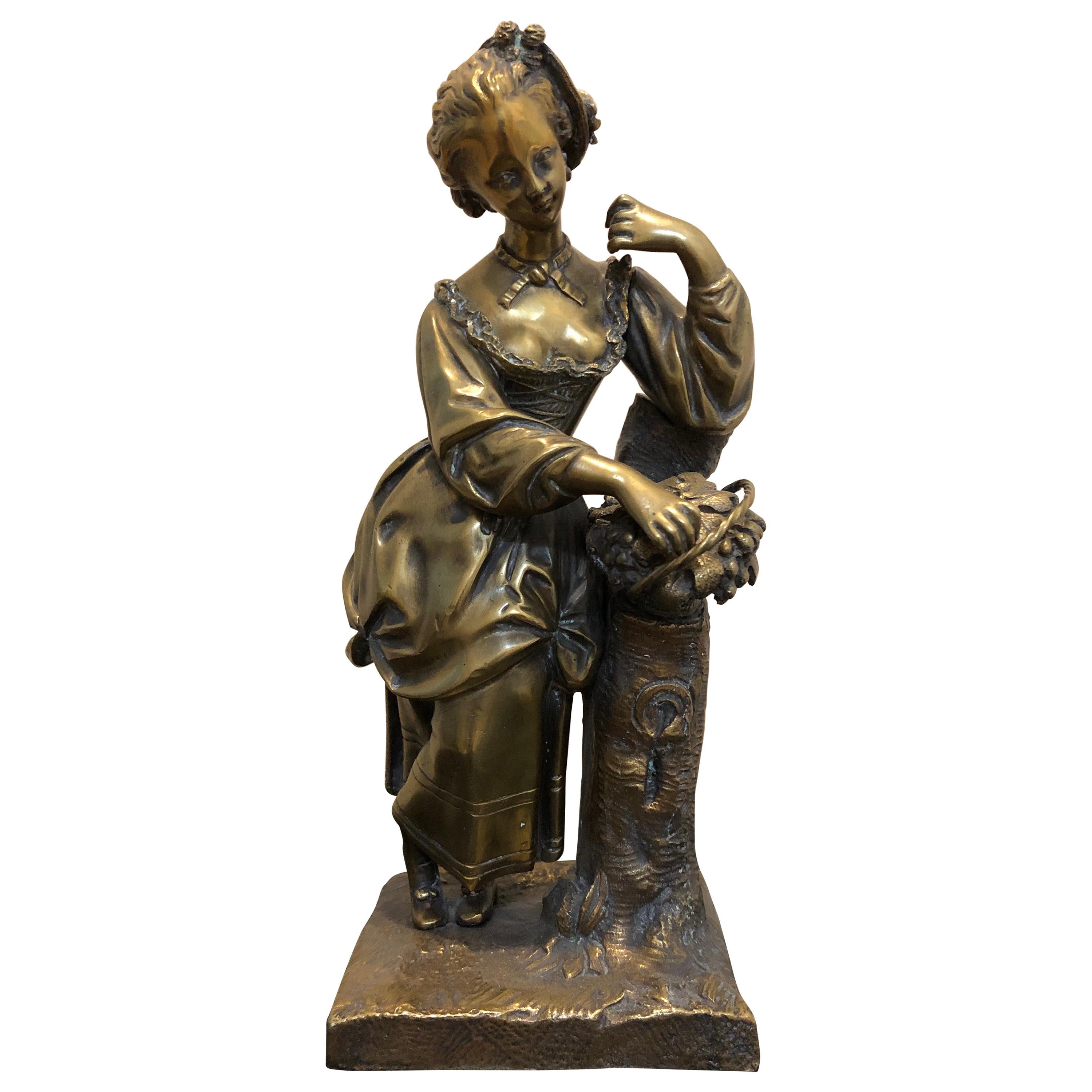 19th Century Bronze Lady For Sale