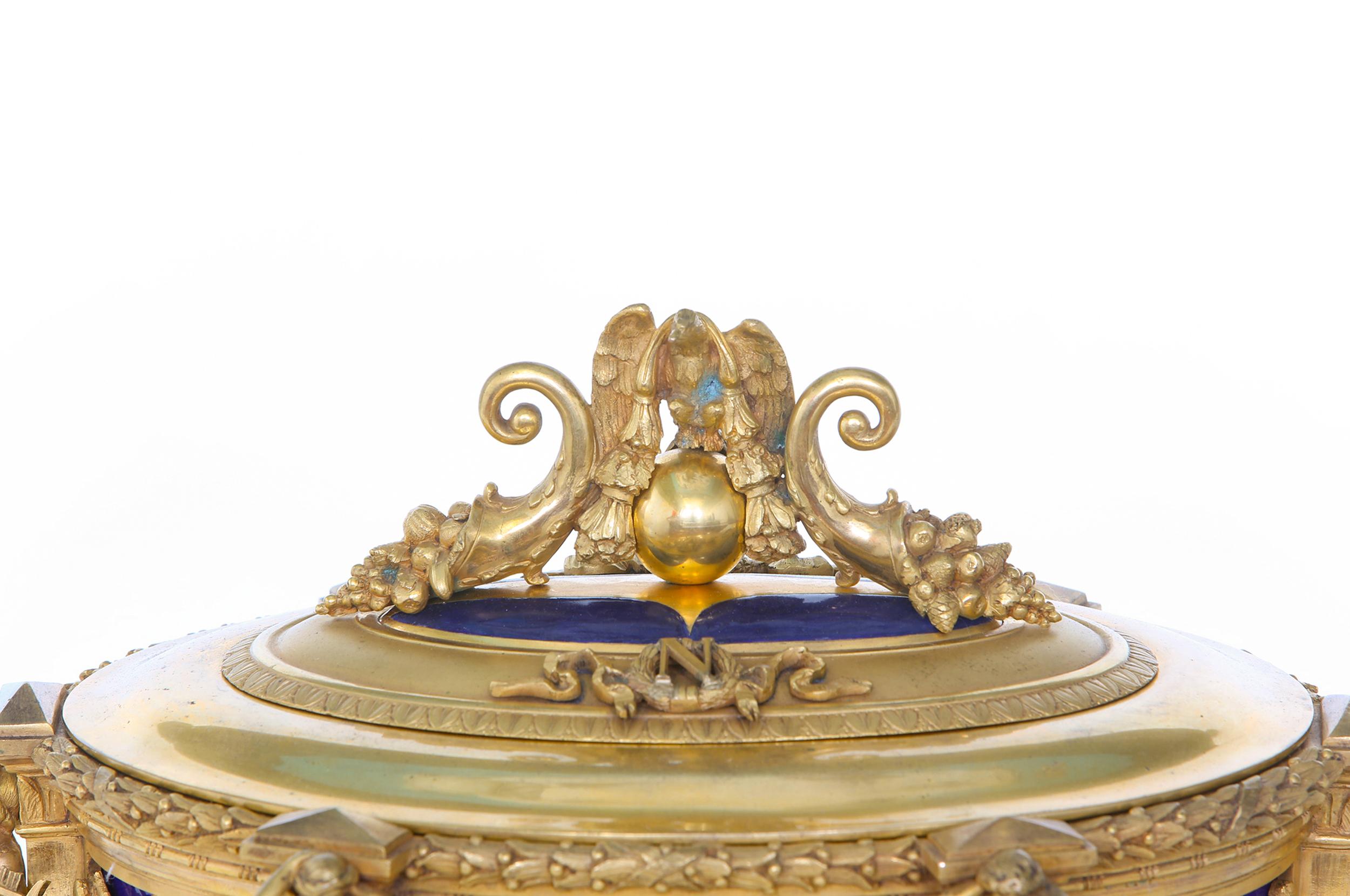 Gilt 19th Century Bronze / Lapis Lazuli Covered Decorative Box For Sale