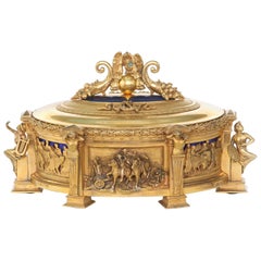 Antique 19th Century Bronze / Lapis Lazuli Covered Decorative Box