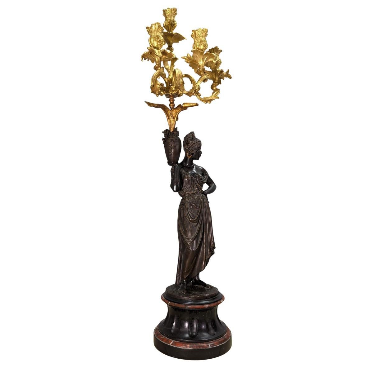 19th Century Bronze Mantel Clock Paul and Virginia by Charles Cumberworth For Sale 3