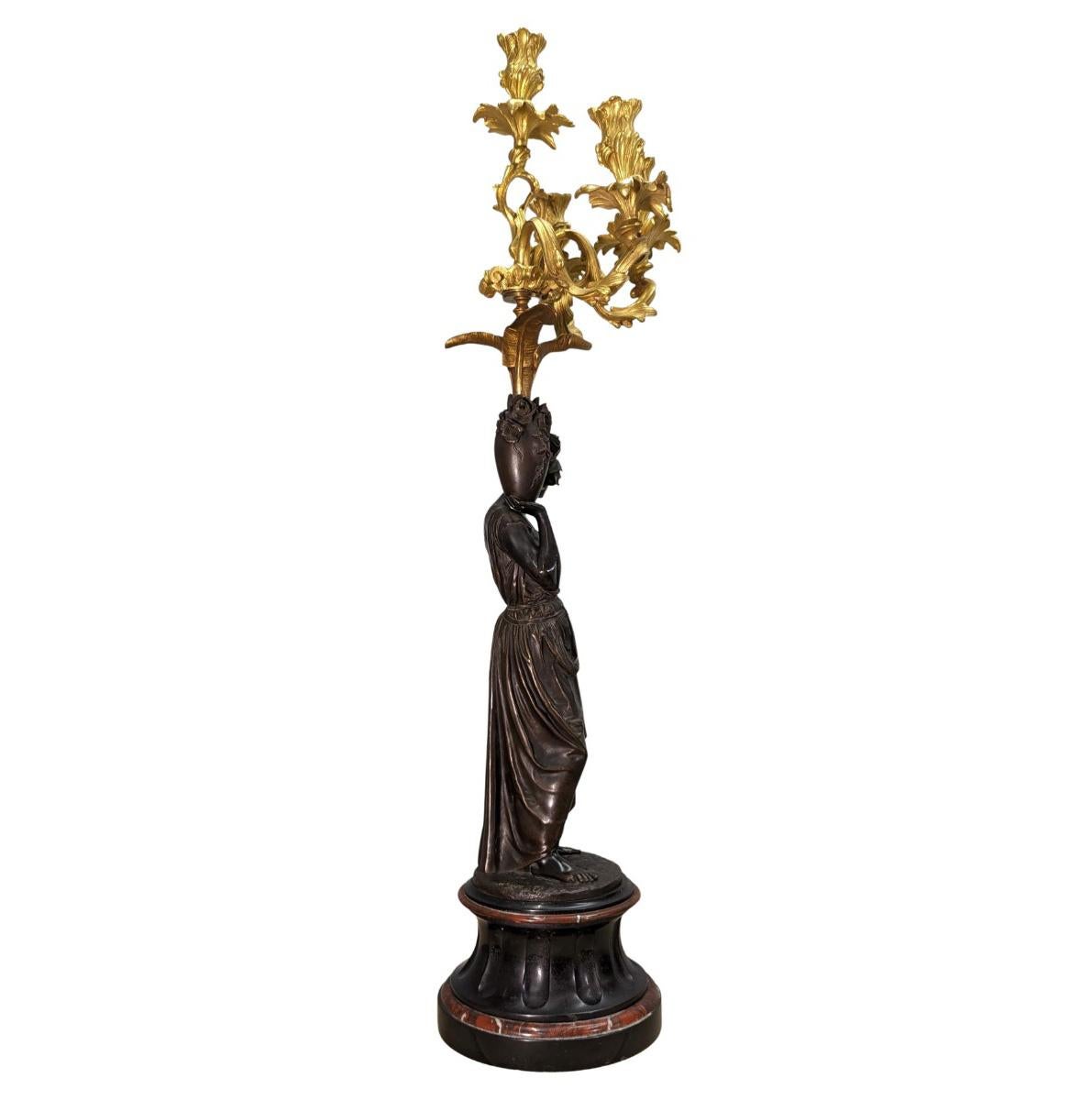 19th Century Bronze Mantel Clock Paul and Virginia by Charles Cumberworth For Sale 4