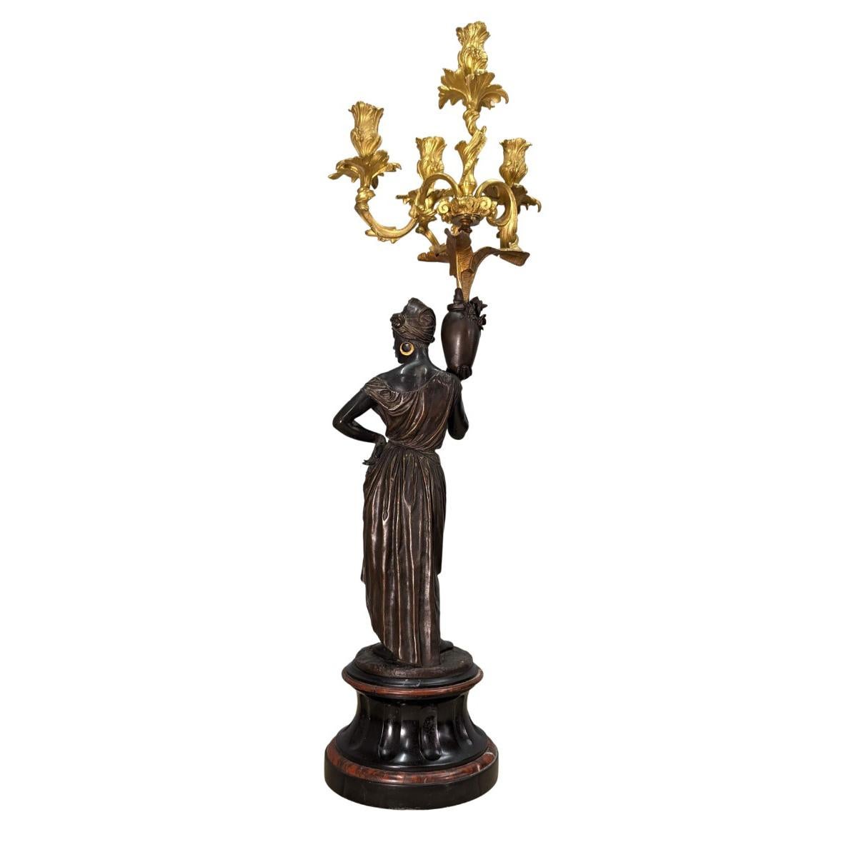 19th Century Bronze Mantel Clock Paul and Virginia by Charles Cumberworth For Sale 5