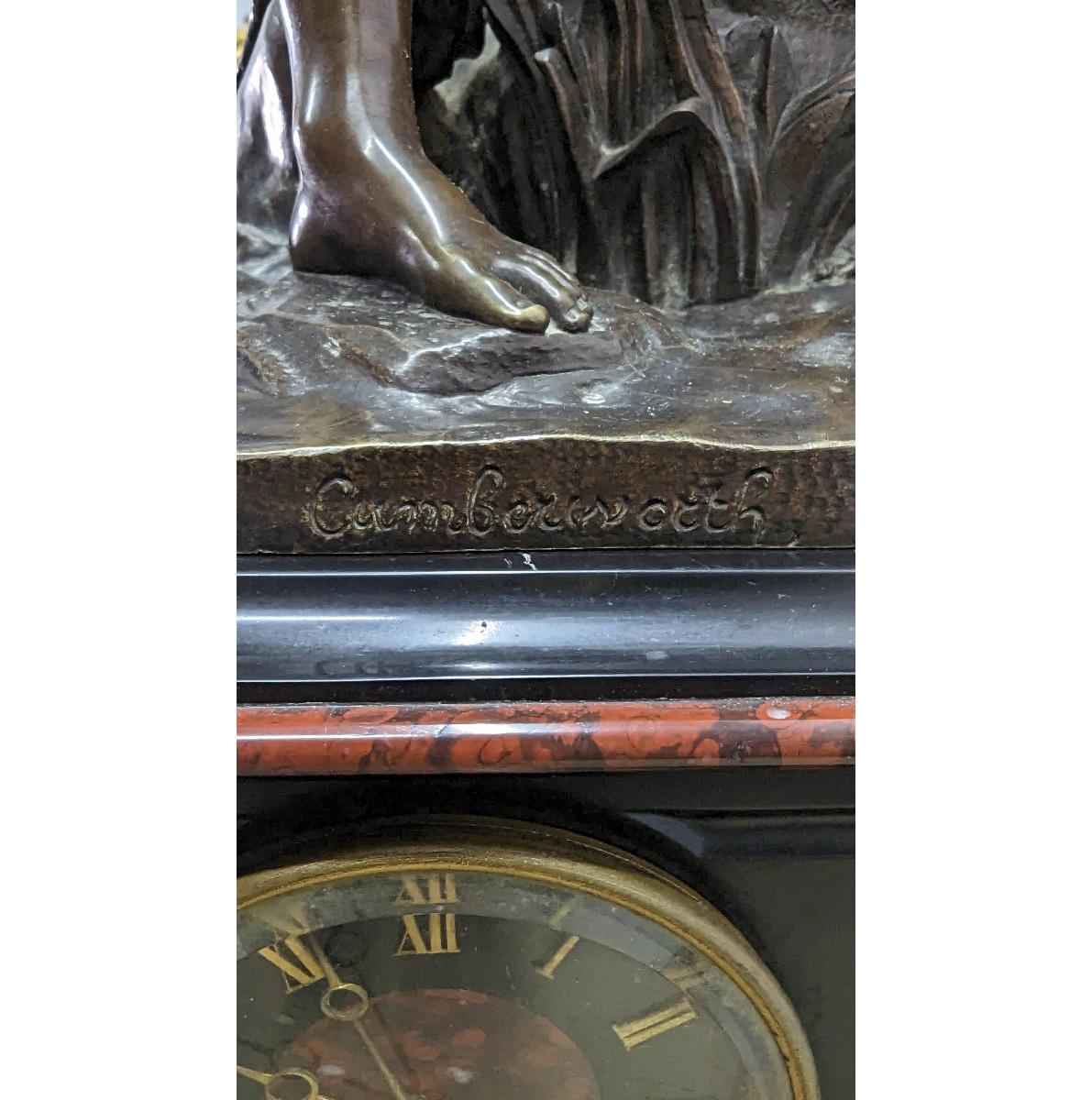 19th Century Bronze Mantel Clock Paul and Virginia by Charles Cumberworth For Sale 14