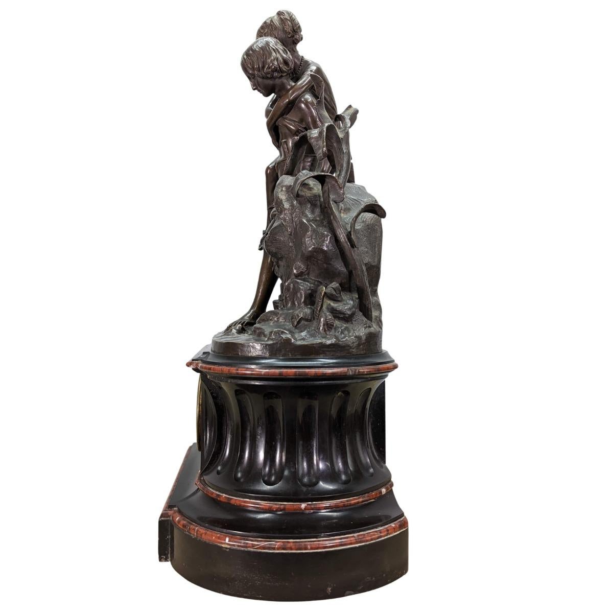 Napoleon III 19th Century Bronze Mantel Clock Paul and Virginia by Charles Cumberworth For Sale