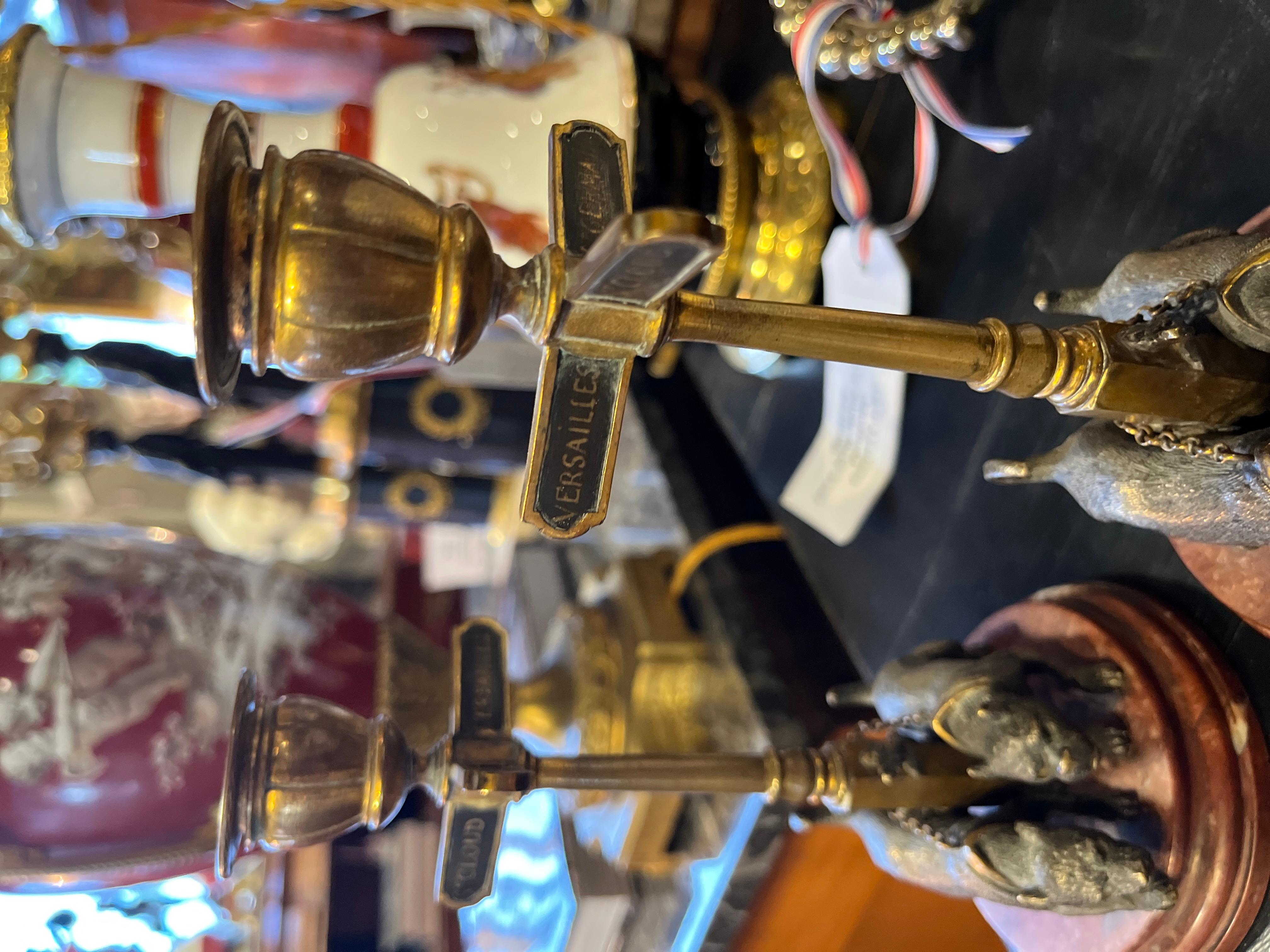 19th Century Bronze & Marble Street Sign Candle Holders In Good Condition For Sale In Scottsdale, AZ