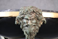 19th Century Bronze Marble-Top Rosewood Pedestal with Satyr and Snake Motif