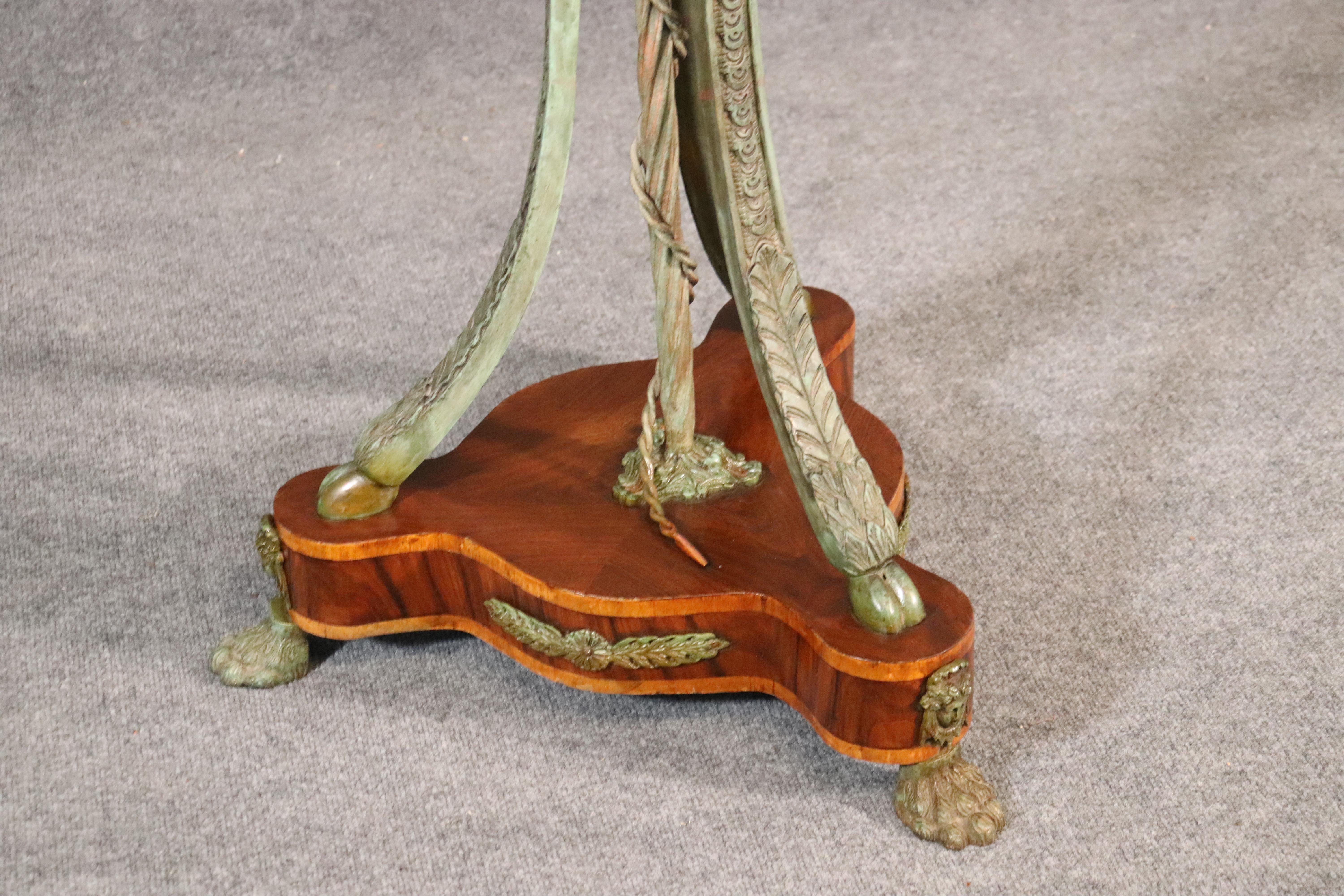 19th Century Bronze Marble-Top Rosewood Pedestal with Satyr and Snake Motif In Good Condition In Swedesboro, NJ