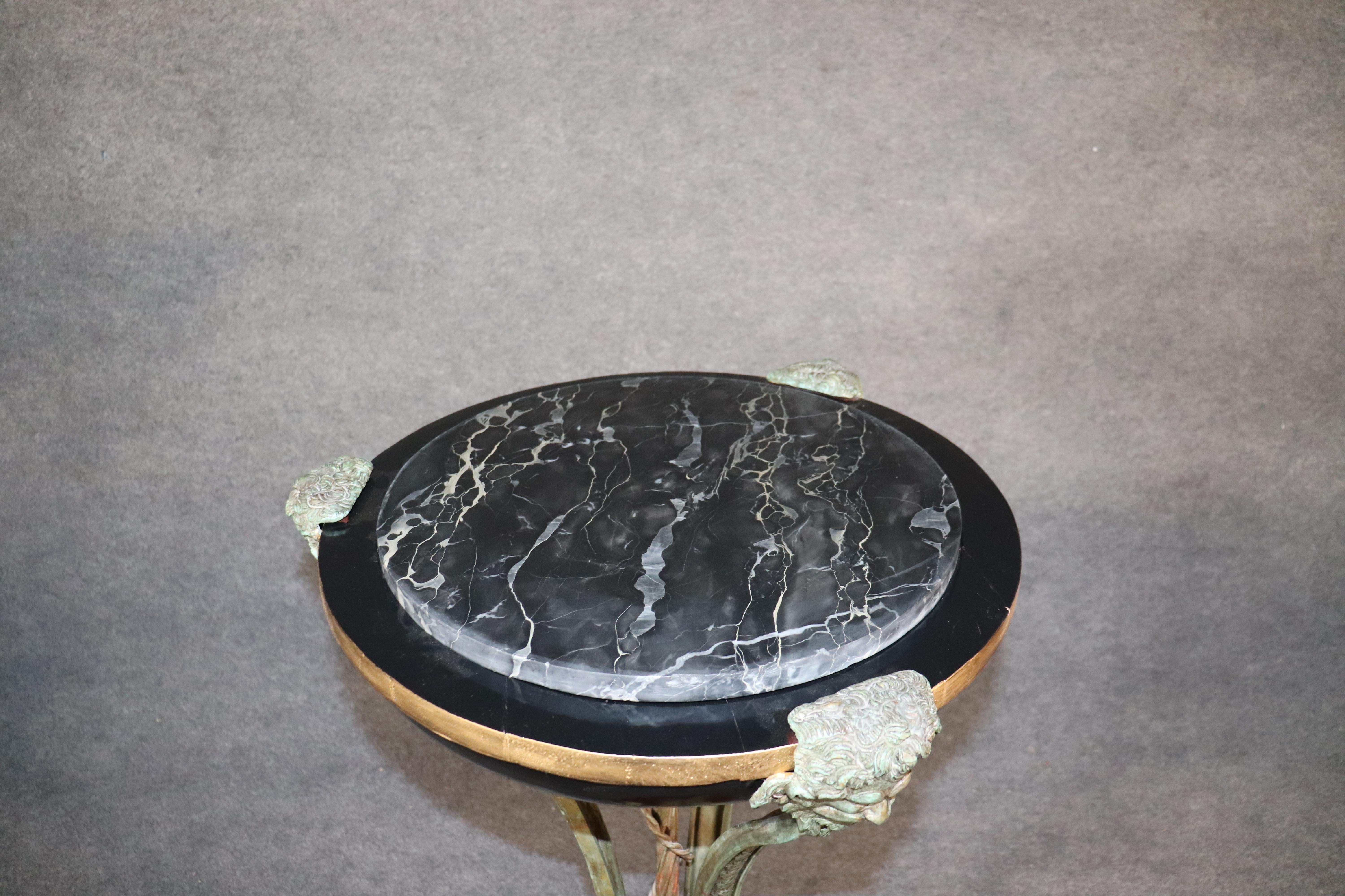 19th Century Bronze Marble-Top Rosewood Pedestal with Satyr and Snake Motif 2