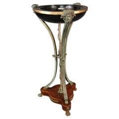 19th Century Bronze Marble-Top Rosewood Pedestal with Satyr and Snake Motif