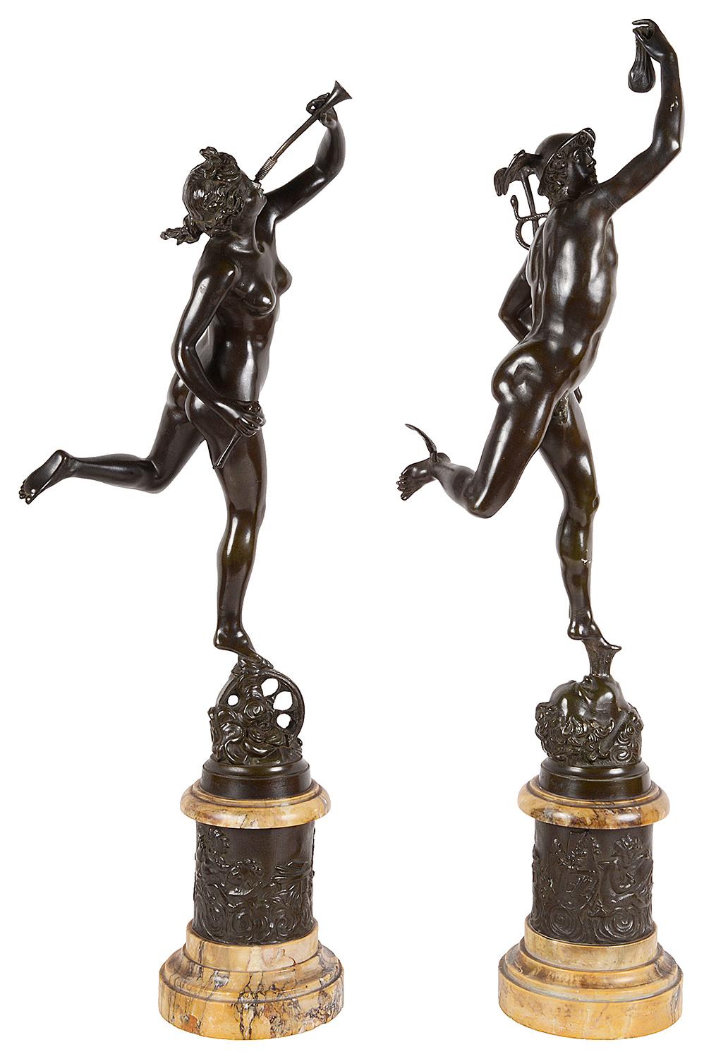 19th Century Bronze Mercury and Fortuna, Giambologna 4