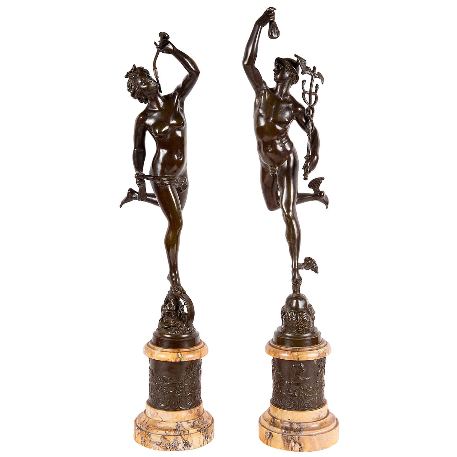 19th Century Bronze Mercury and Fortuna, Giambologna