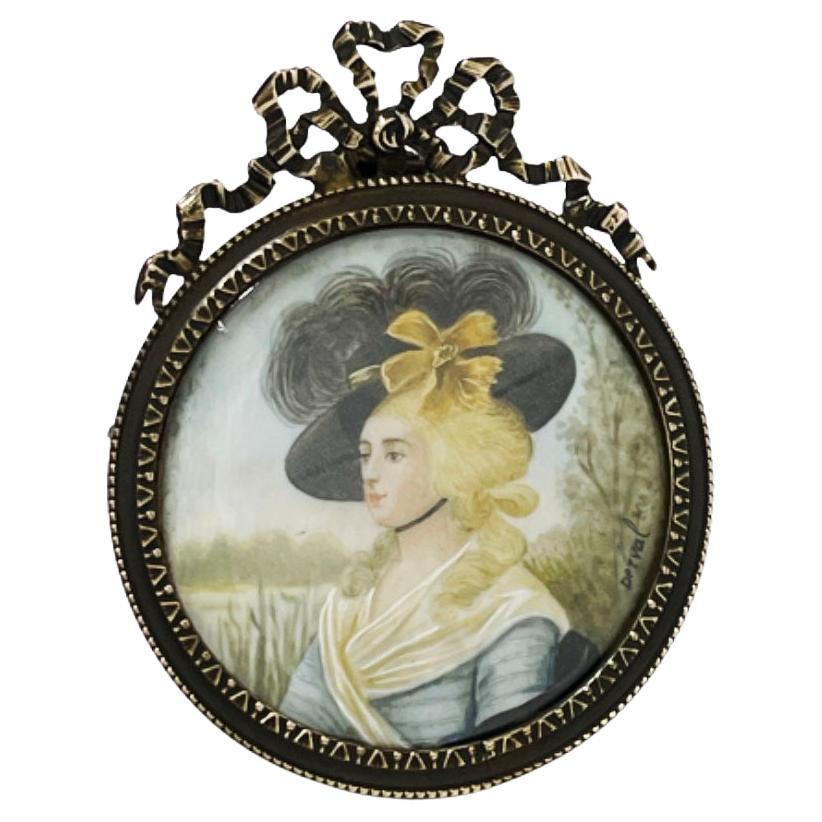 Miniatur-Porträtrahmen aus Bronze des 19. Jahrhunderts von Jean Derval im Angebot