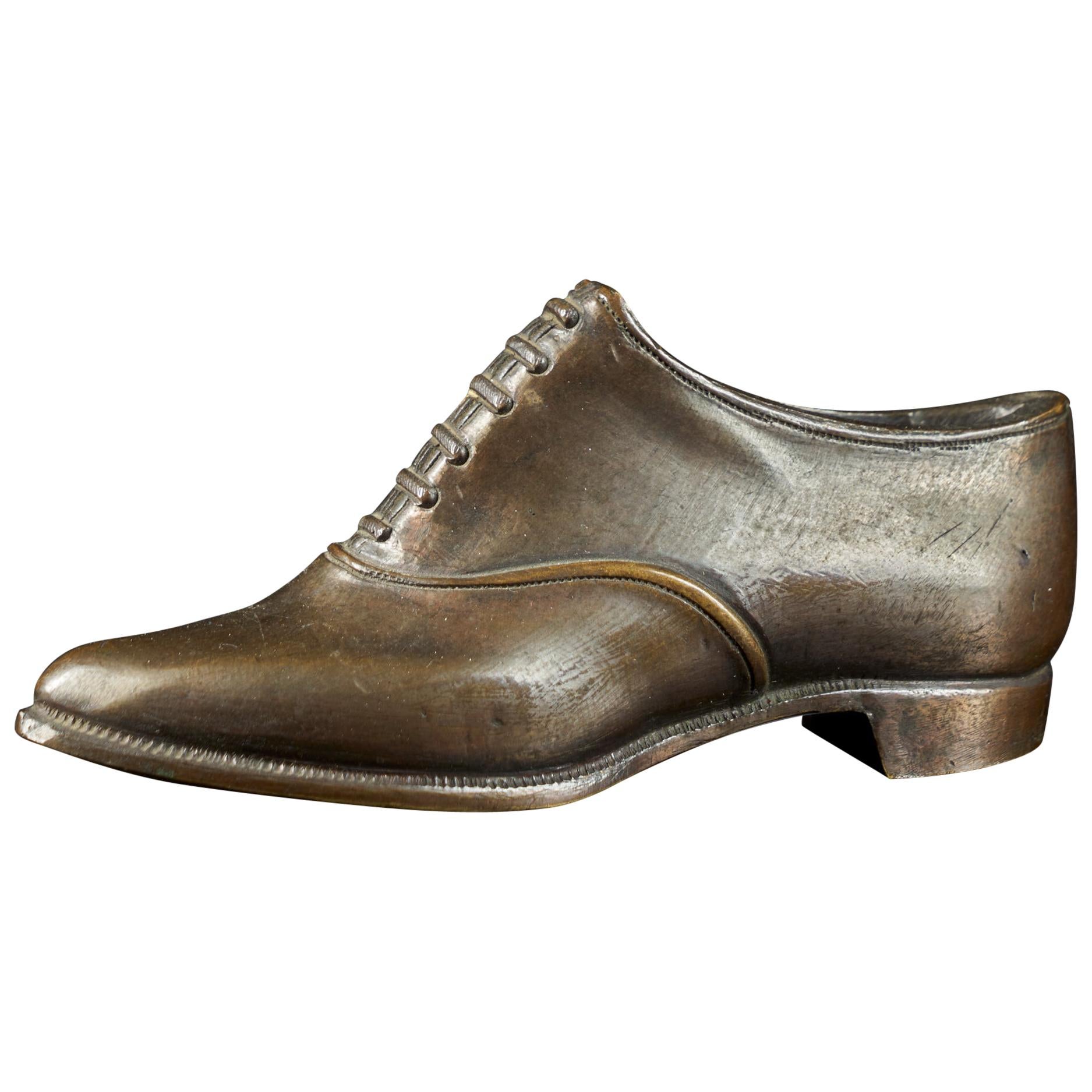 19th Century Bronze Miniature Shoe Model Used as Paperweight