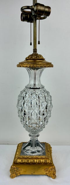 19th Century Bronze Mounted Baccarat Cut Crystal Pineapple Form Lamp