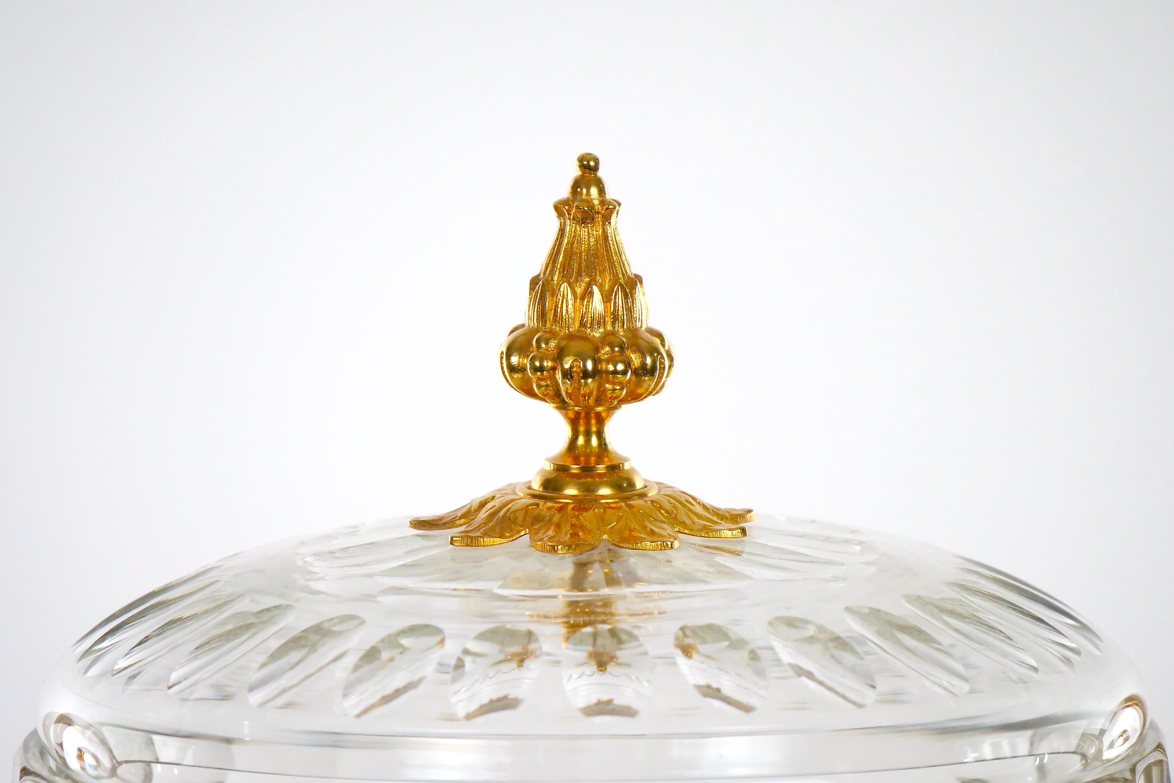 19th Century Bronze Mounted / Cut Crystal Covered Footed Center Piece For Sale 7