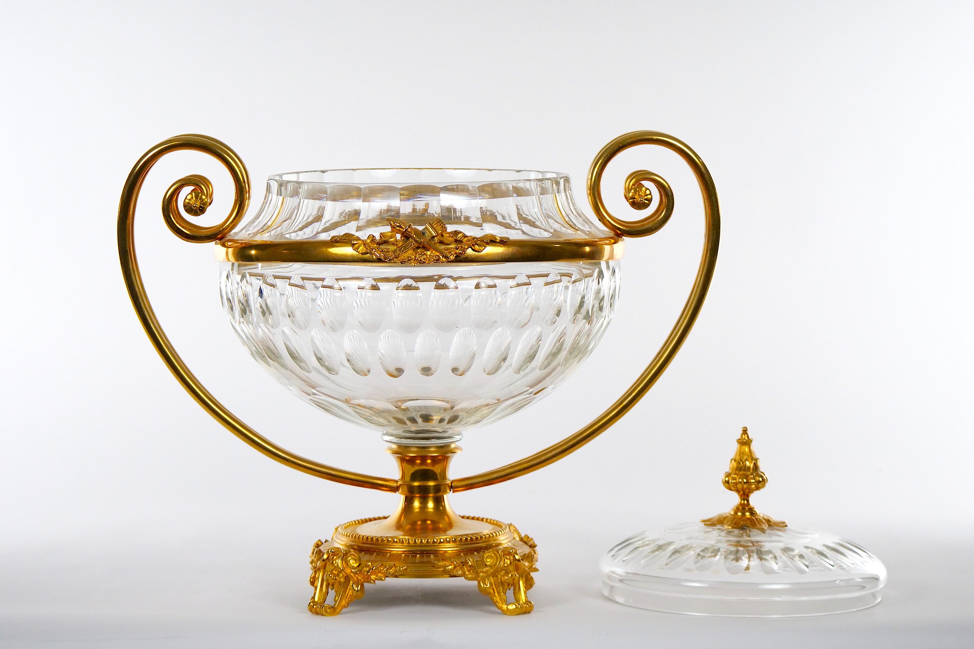 19th Century Bronze Mounted / Cut Crystal Covered Footed Center Piece For Sale 9