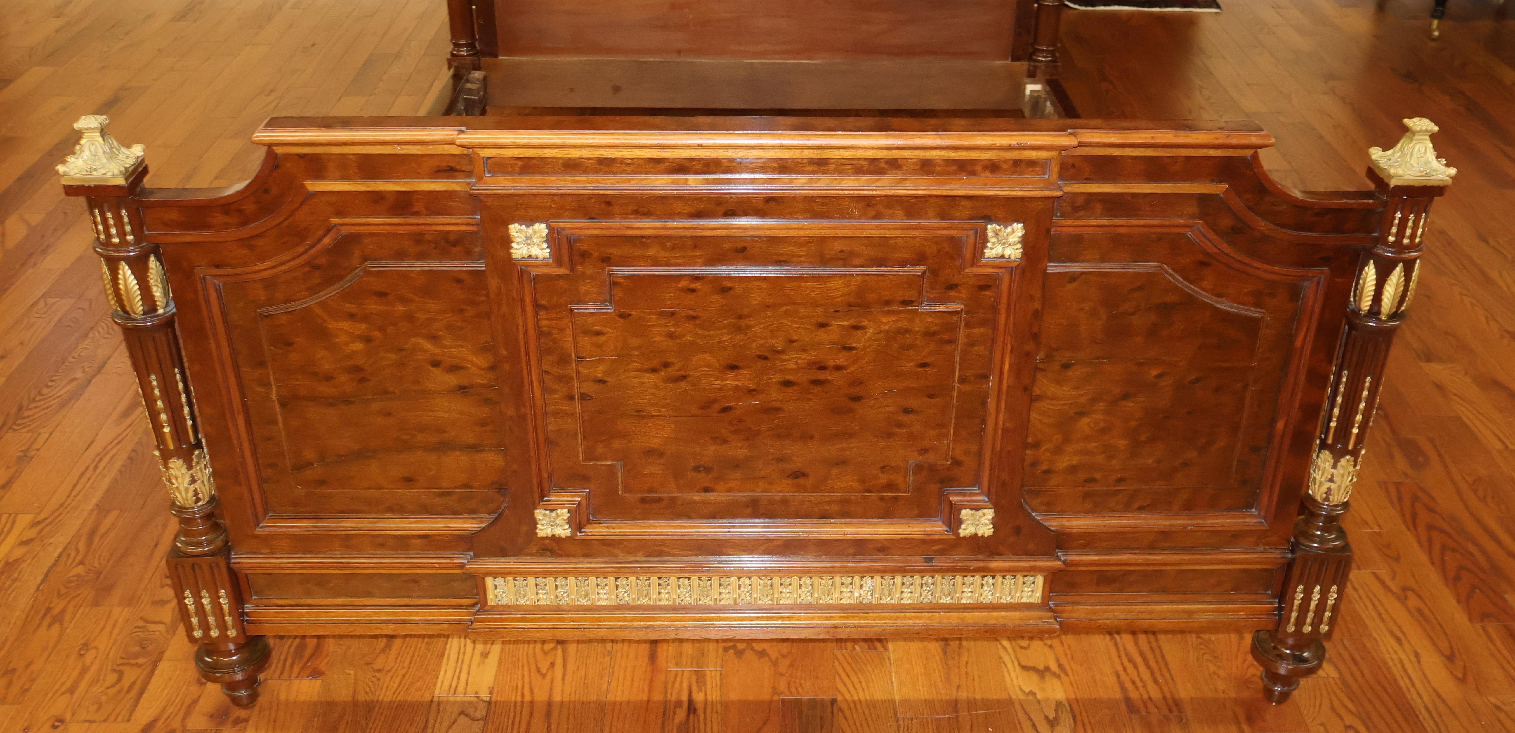 19th Century Bronze Mounted French Plum Pudding Acajou Mahogany Full Size Bed For Sale 3