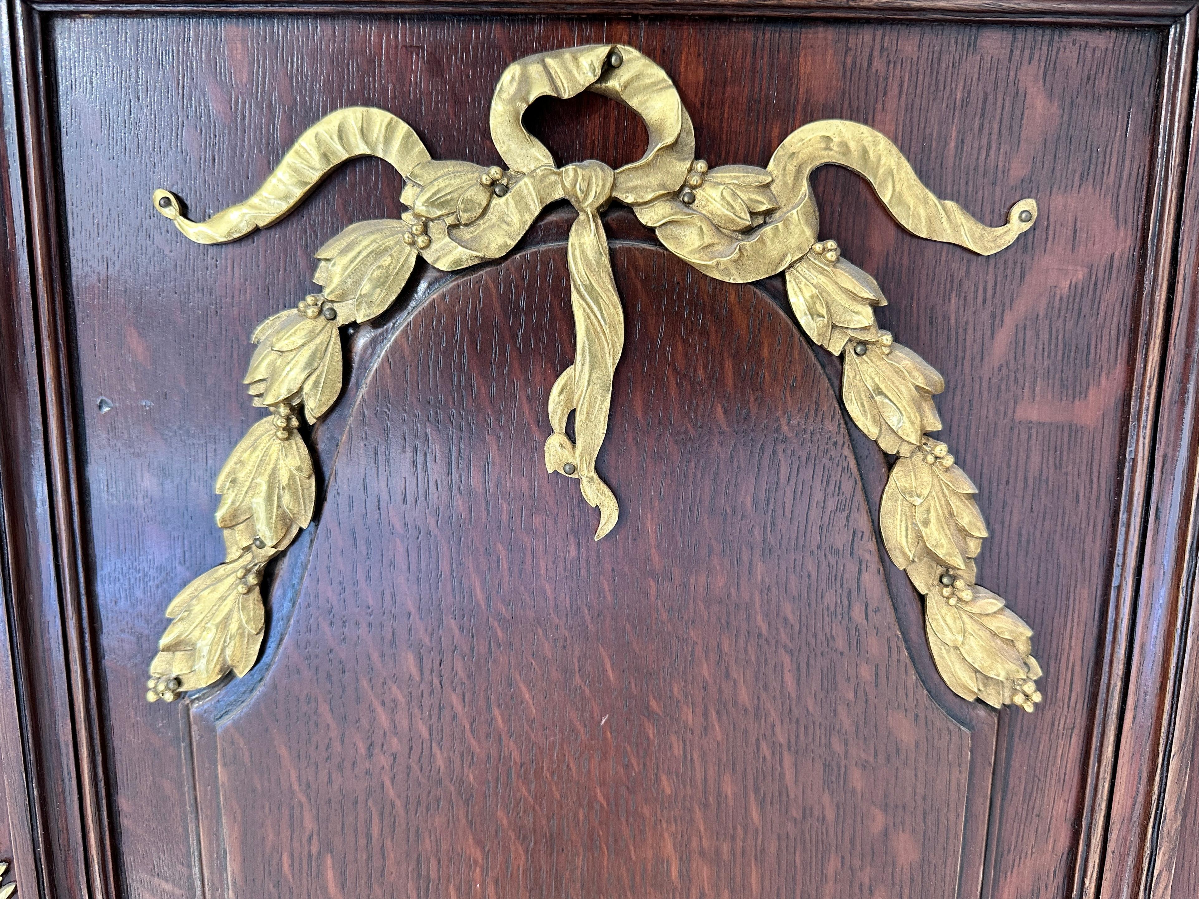 19th Century Bronze Mounted Louis XVI Marble Top Enfilade Buffet In Good Condition For Sale In Norwood, NJ