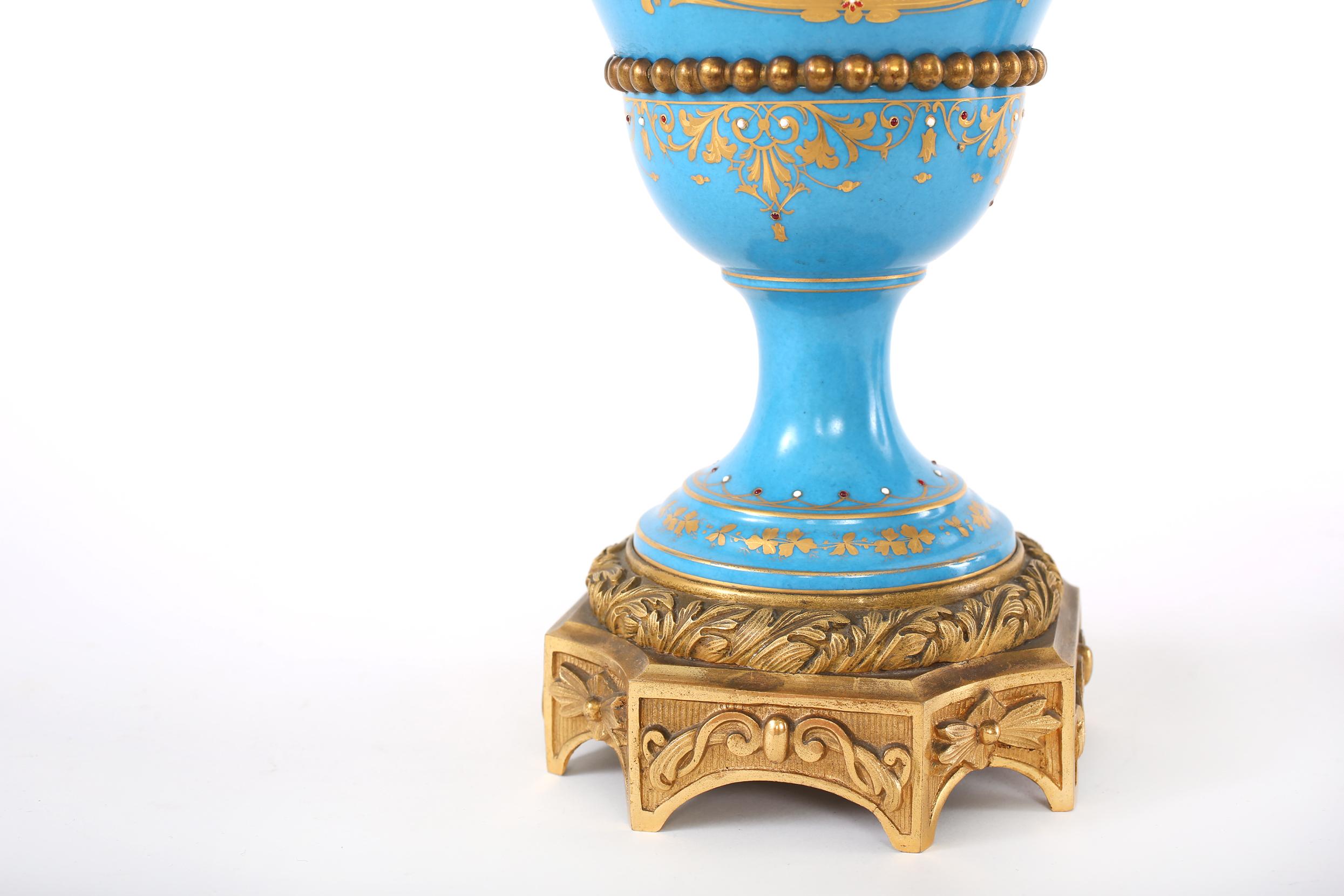 19th Century Bronze Mounted / Porcelain Covered Urns For Sale 1