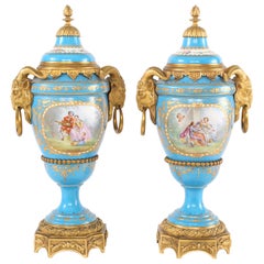 19th Century Bronze Mounted / Porcelain Covered Urns