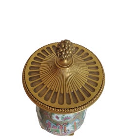 19th Century Bronze Mounted Rose Medallion Lidded Urns
