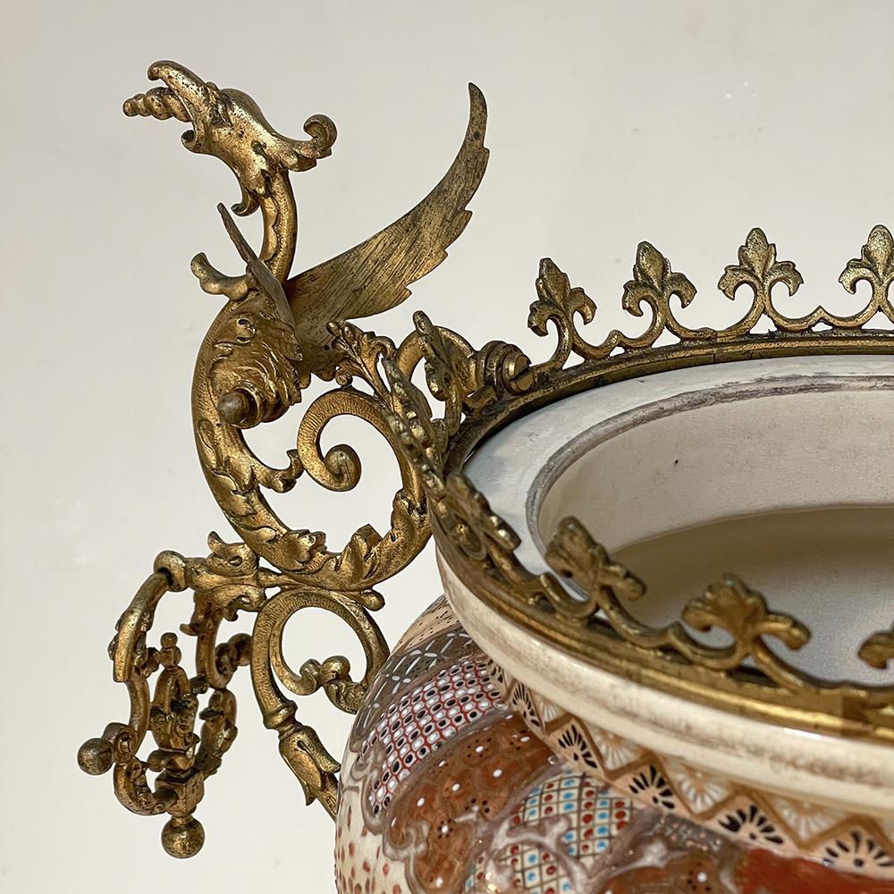 Bronzemontierte Satsuma Jardiniere aus dem 19. Jahrhundert im Angebot 1