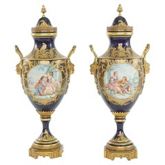 19th Century Bronze Mounted / Sevres Pair Urns