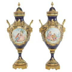 19th Century Bronze Mounted / Sevres Pair Urns