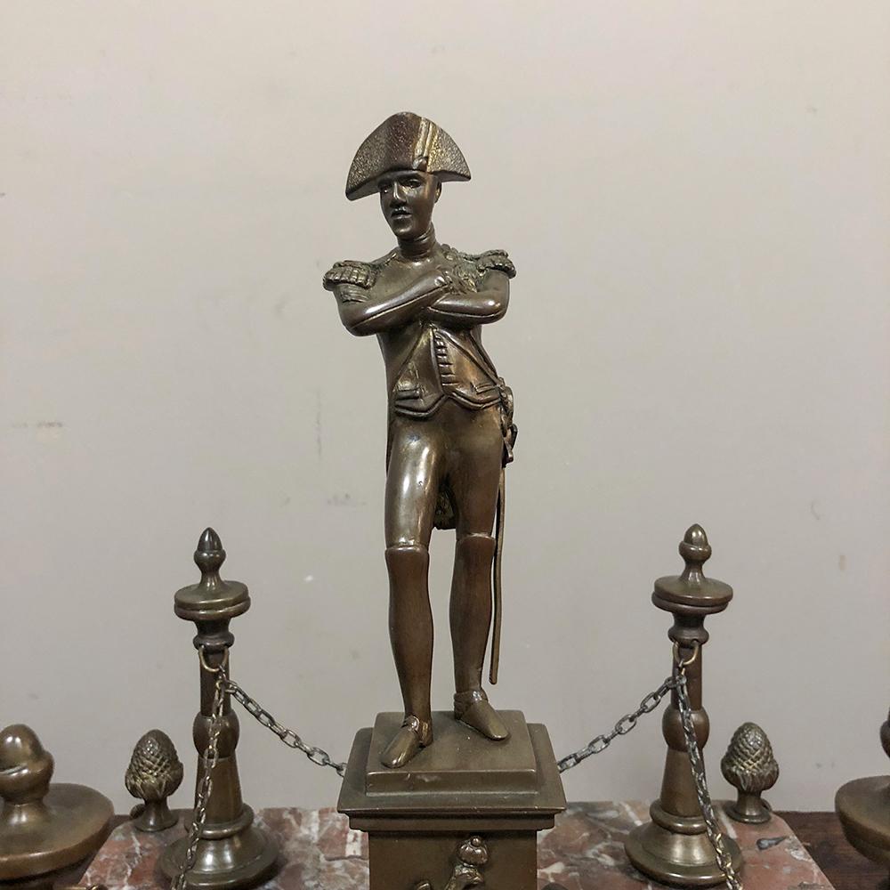 French 19th Century Bronze Napoleon Statue on Marble Base For Sale