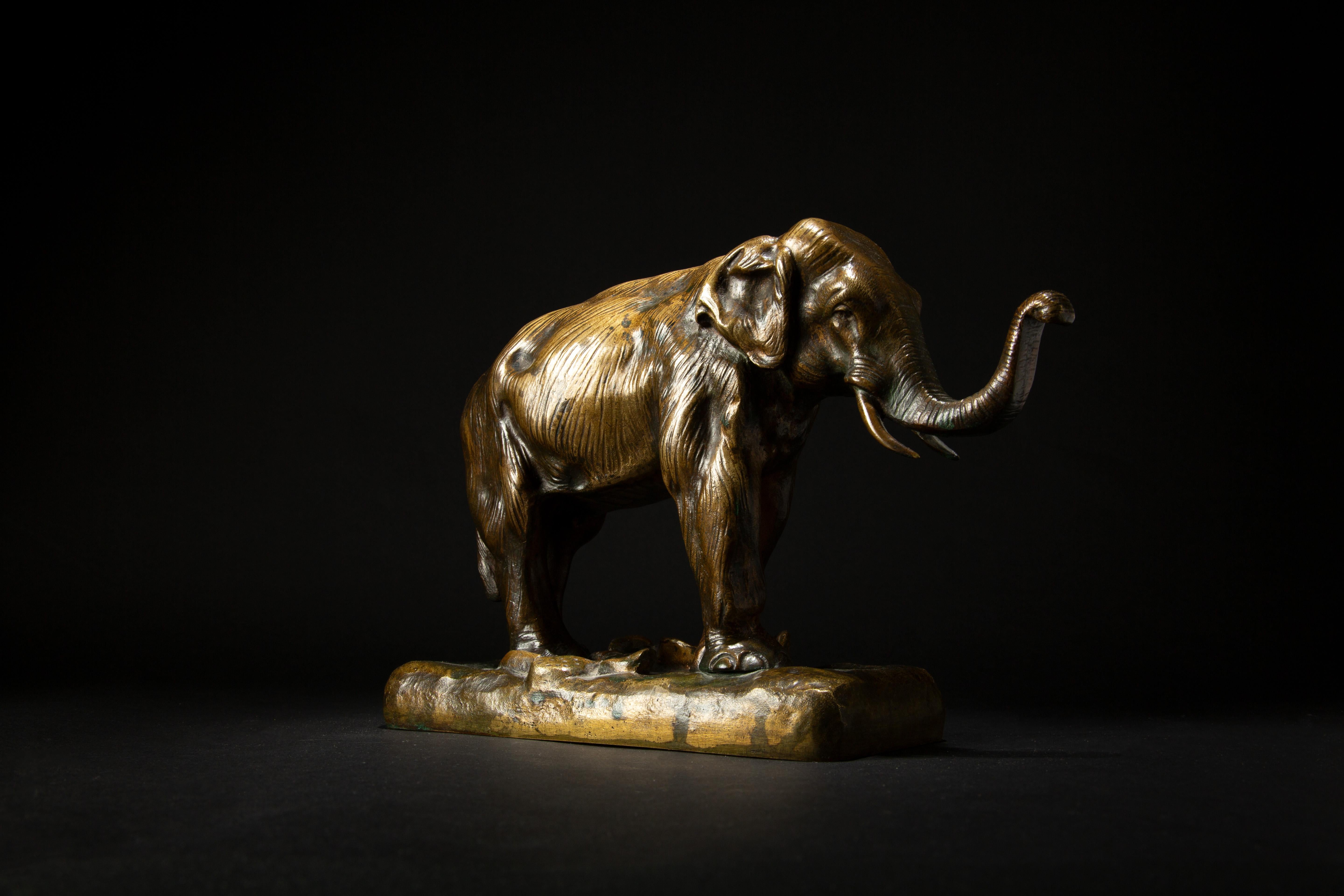 19th Century Bronze of a Elephant Signed Bayre In Excellent Condition In New York, NY