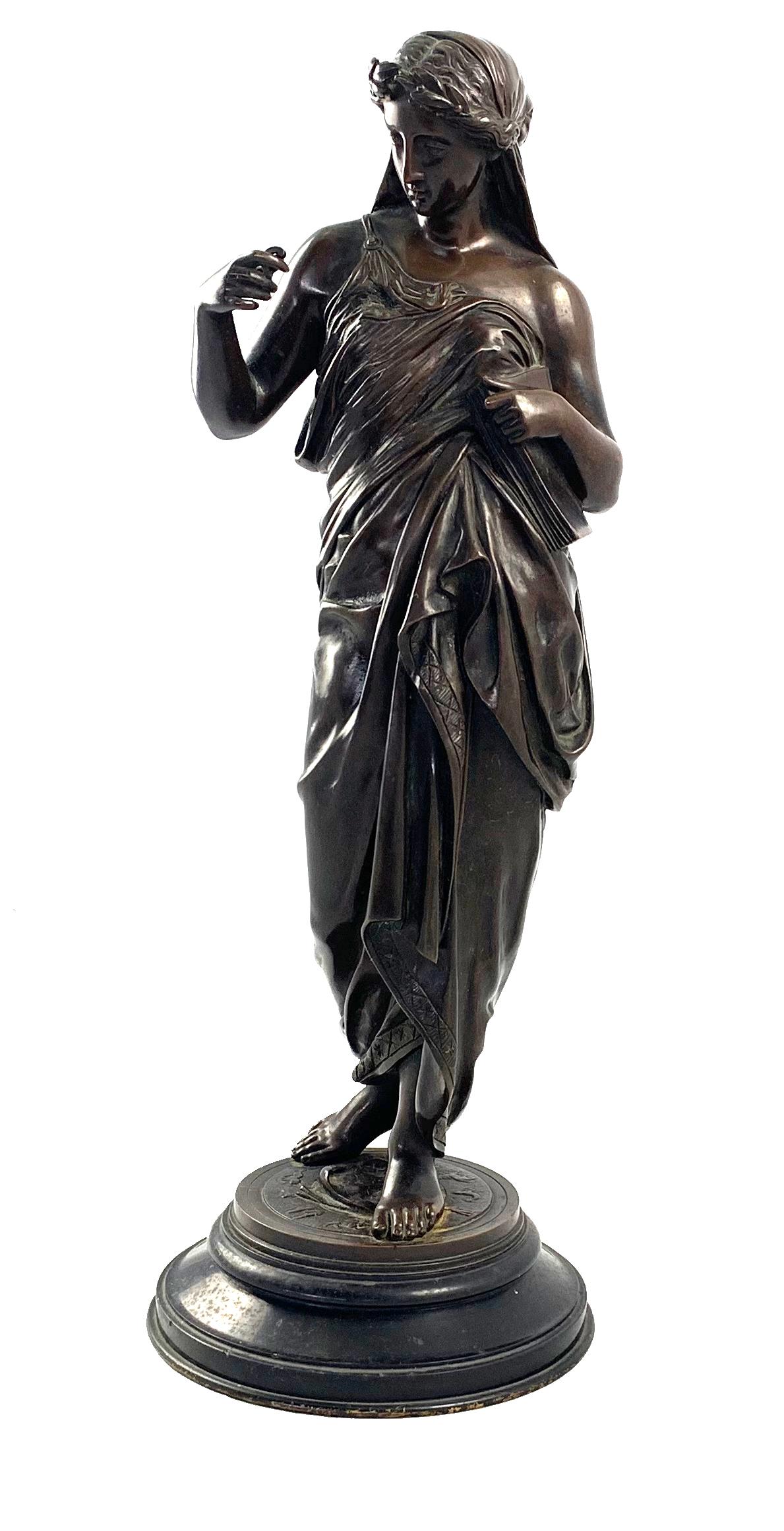 19th Century Bronze of a Women Draped in Robes on a Circular Zodiac Base For Sale 5