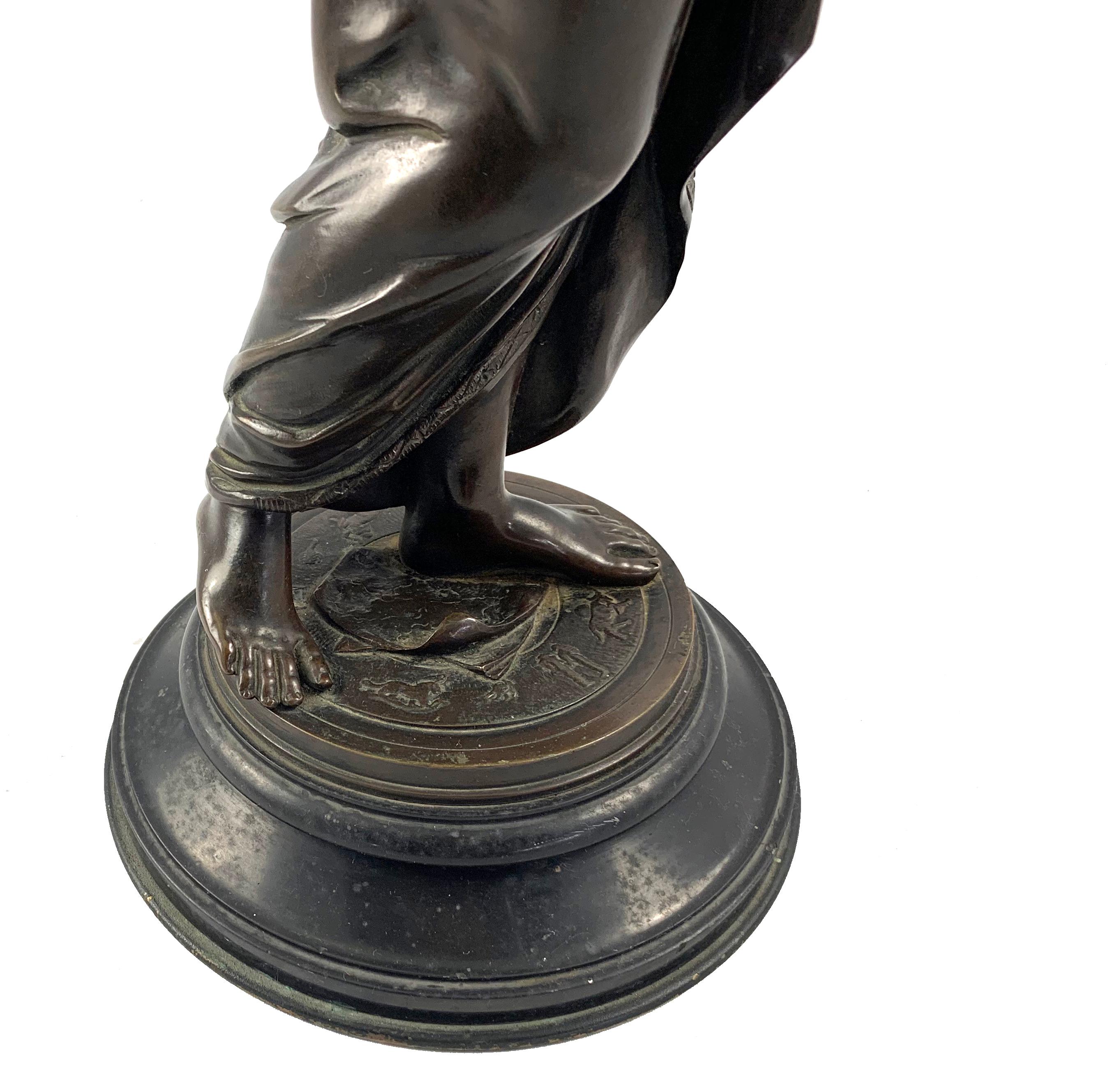 19th Century Bronze of a Women Draped in Robes on a Circular Zodiac Base For Sale 1