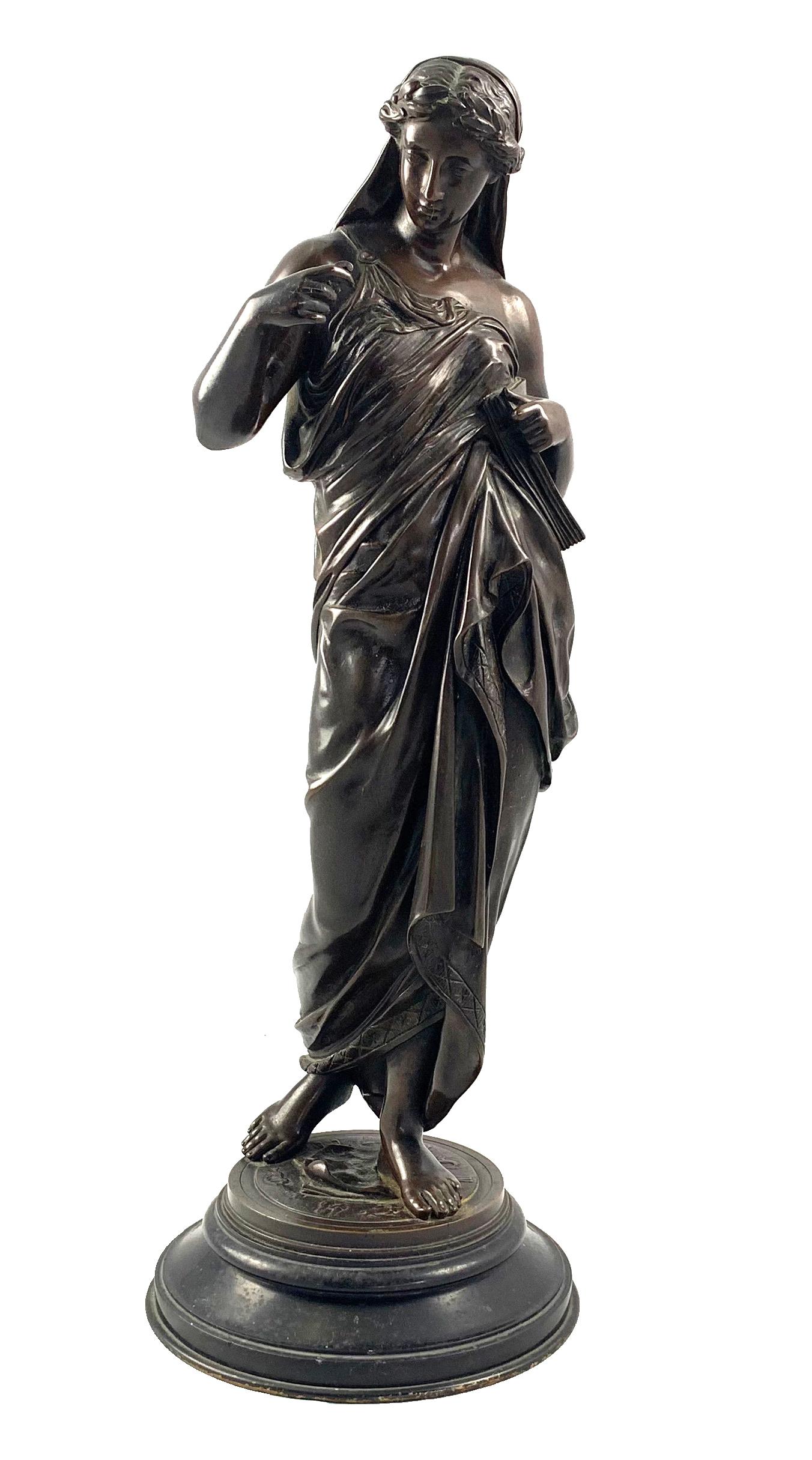 19th Century Bronze of a Women Draped in Robes on a Circular Zodiac Base For Sale 3