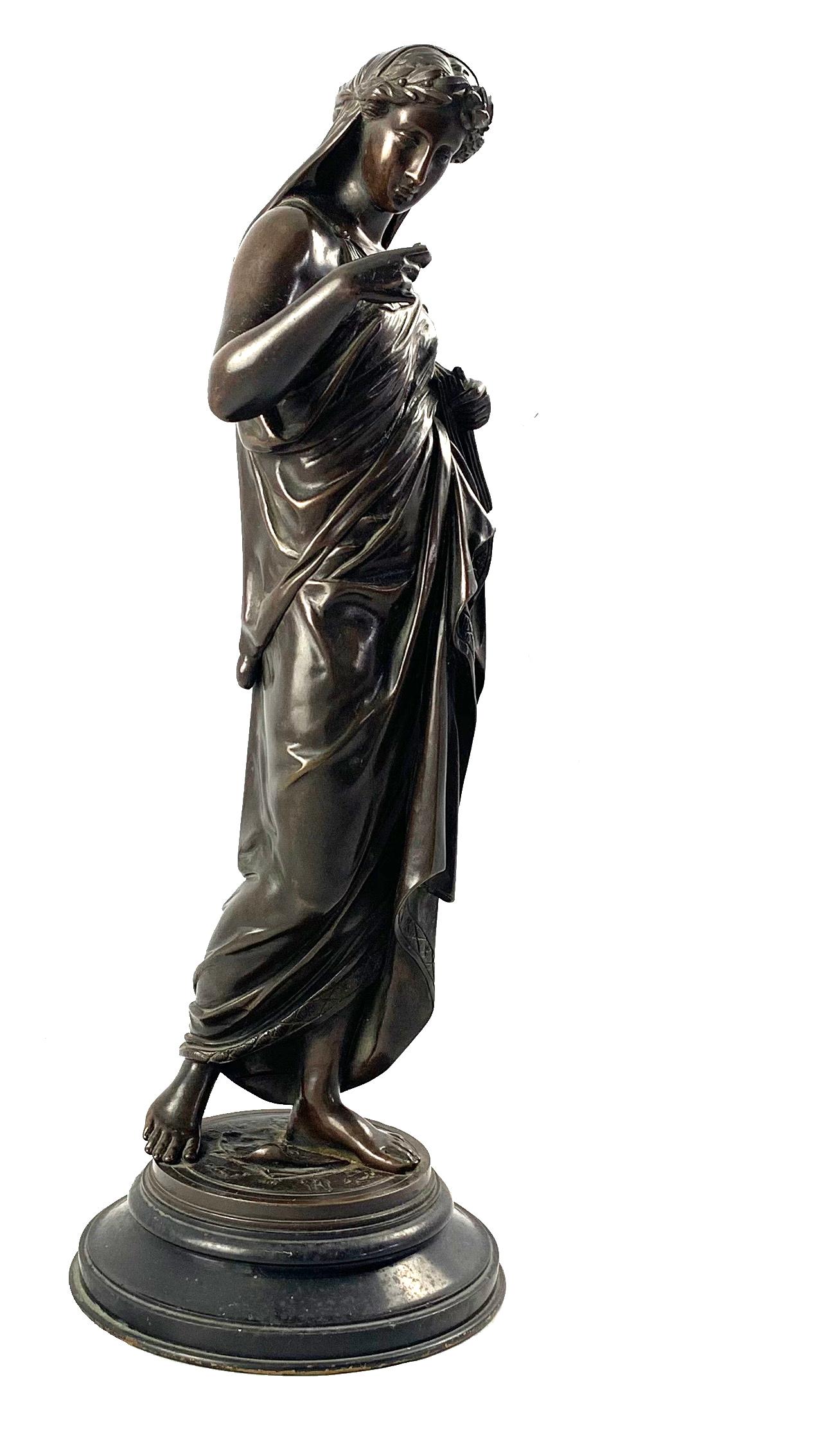 19th Century Bronze of a Women Draped in Robes on a Circular Zodiac Base For Sale 4